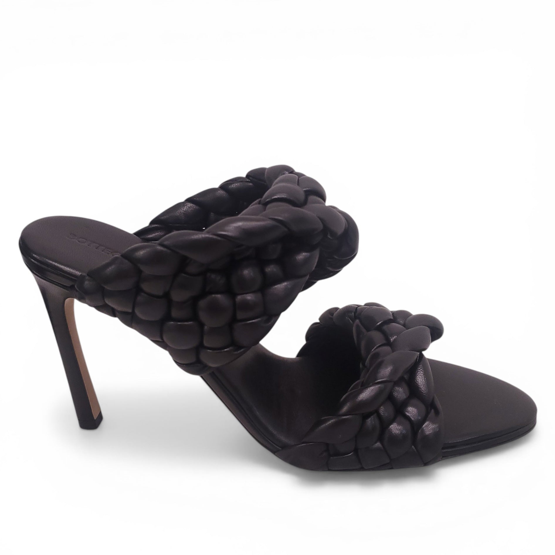 BOTTEGA VENETA BLACK BRAIDED HEELS - SIZE 40