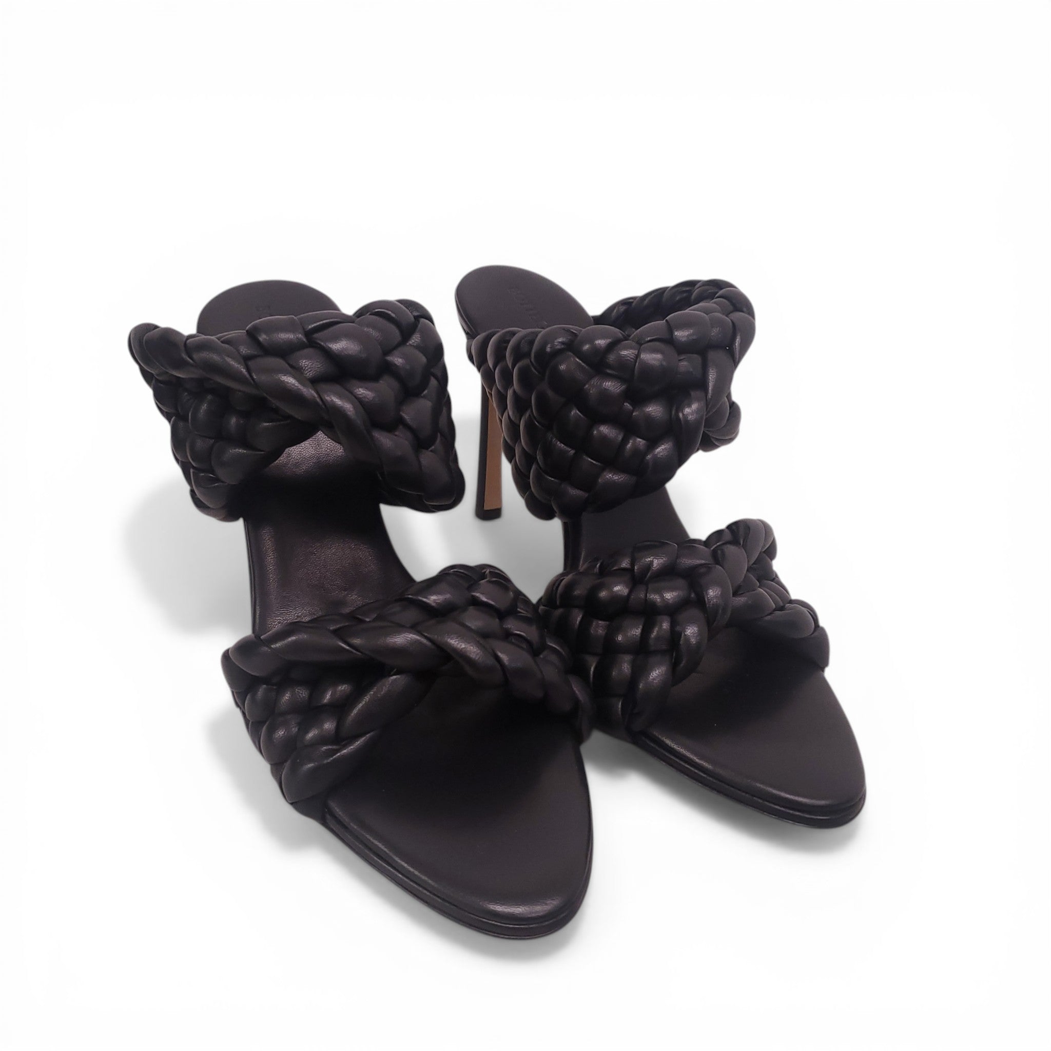 BOTTEGA VENETA BLACK BRAIDED HEELS - SIZE 40