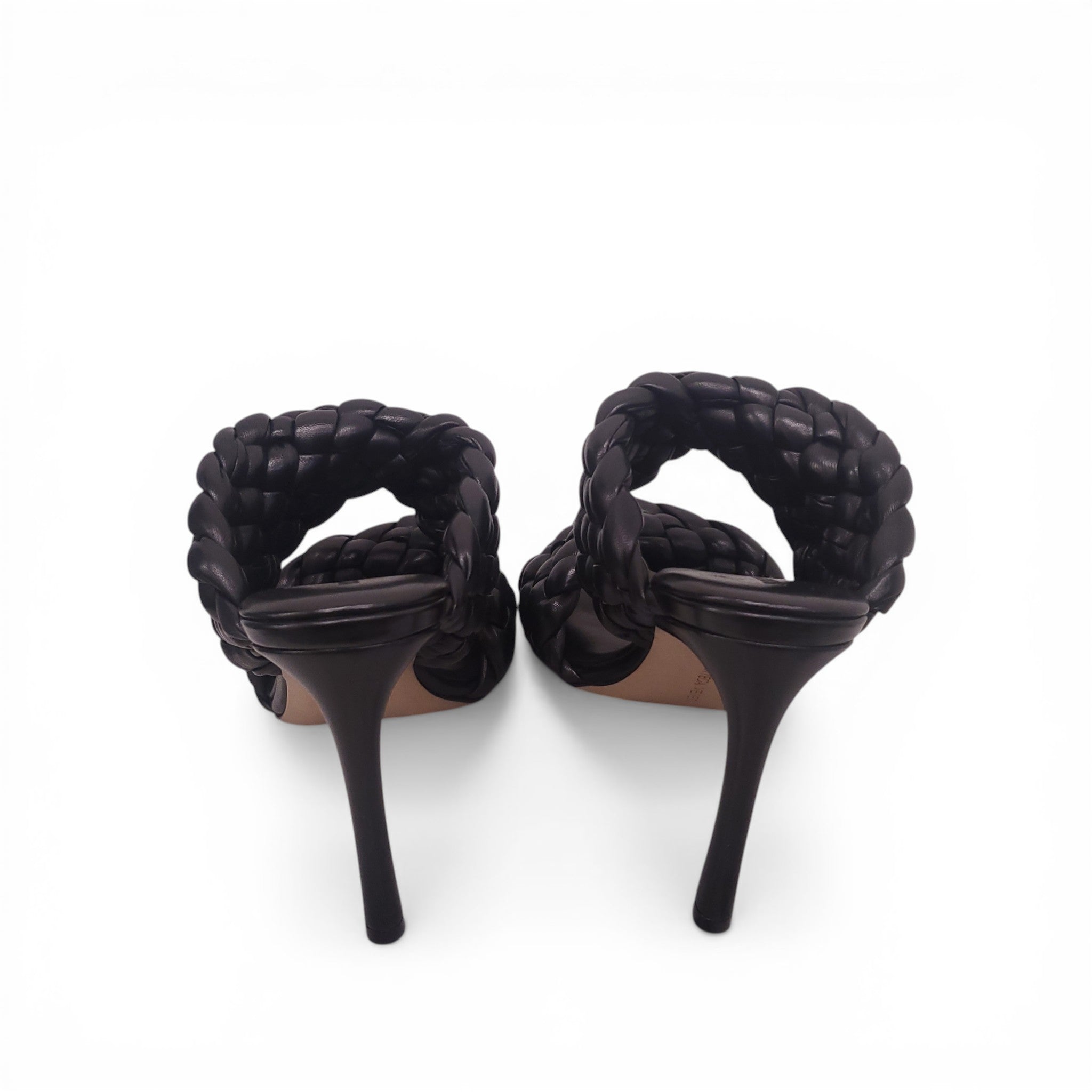 BOTTEGA VENETA BLACK BRAIDED HEELS - SIZE 40