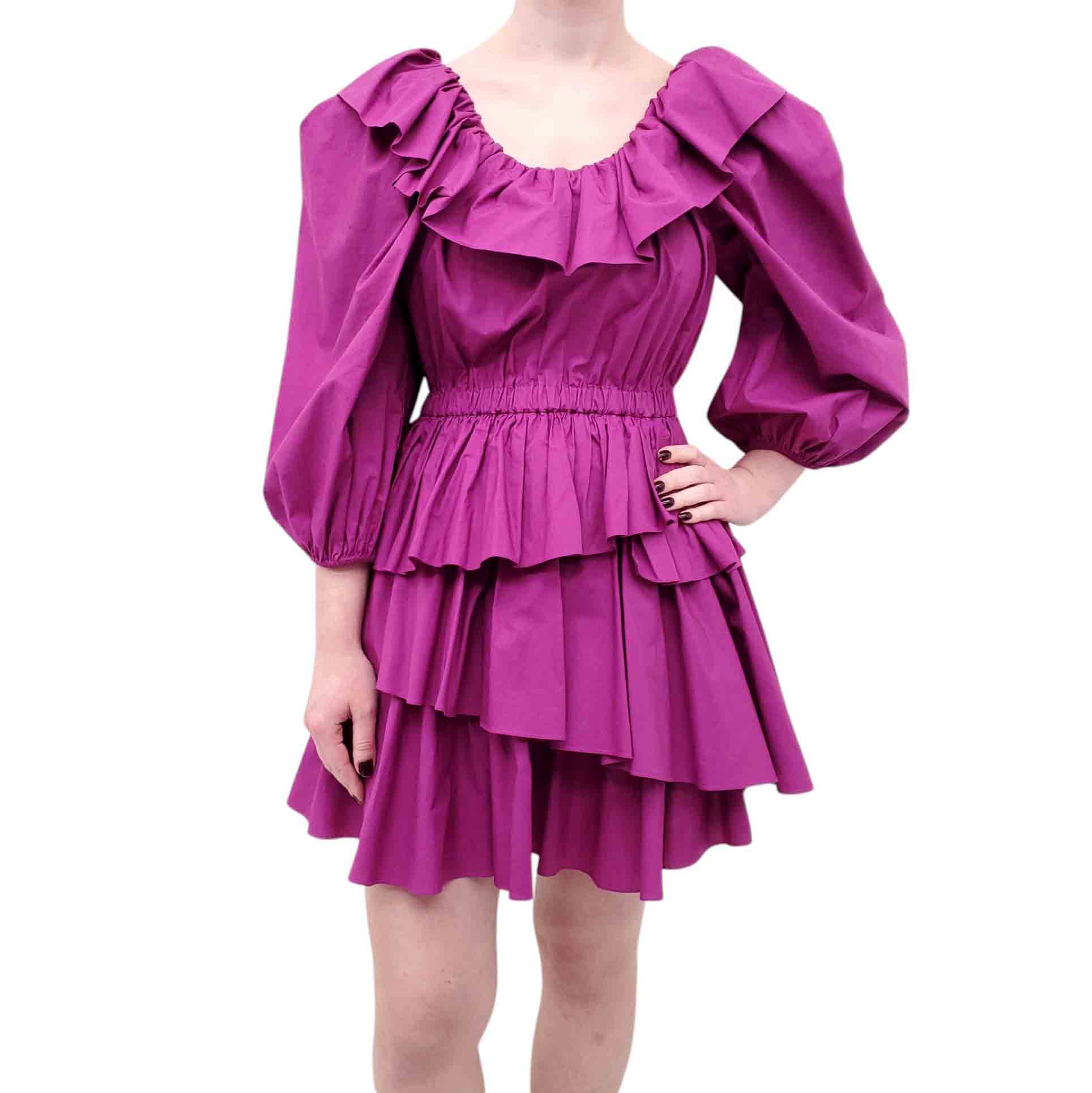 purple ulla johnson dress Leyna asymmetric draped jersey midi dress - purple