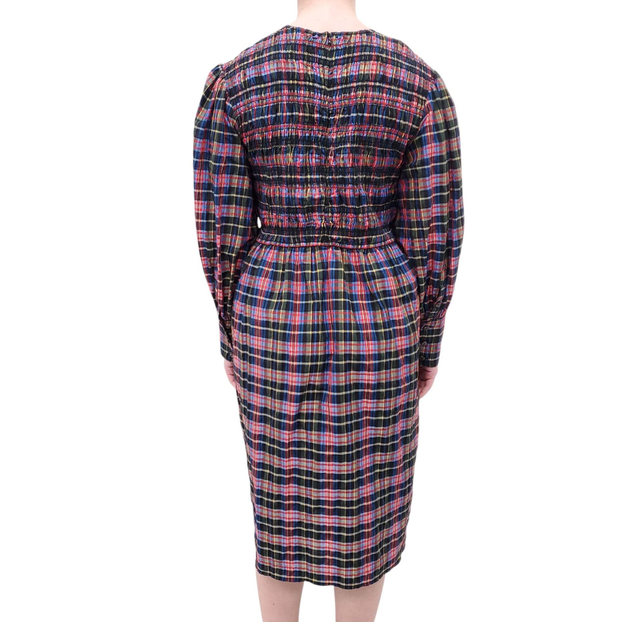 ganni purple plaid dress Ganni Purple Seersucker Mini Dress In 276 Check Persian Vi
