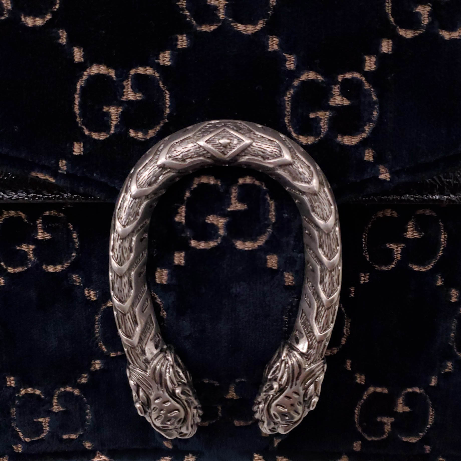 GUCCI NAVY SUEDE AND PATENT MEDIUM DIONYSUS BAG