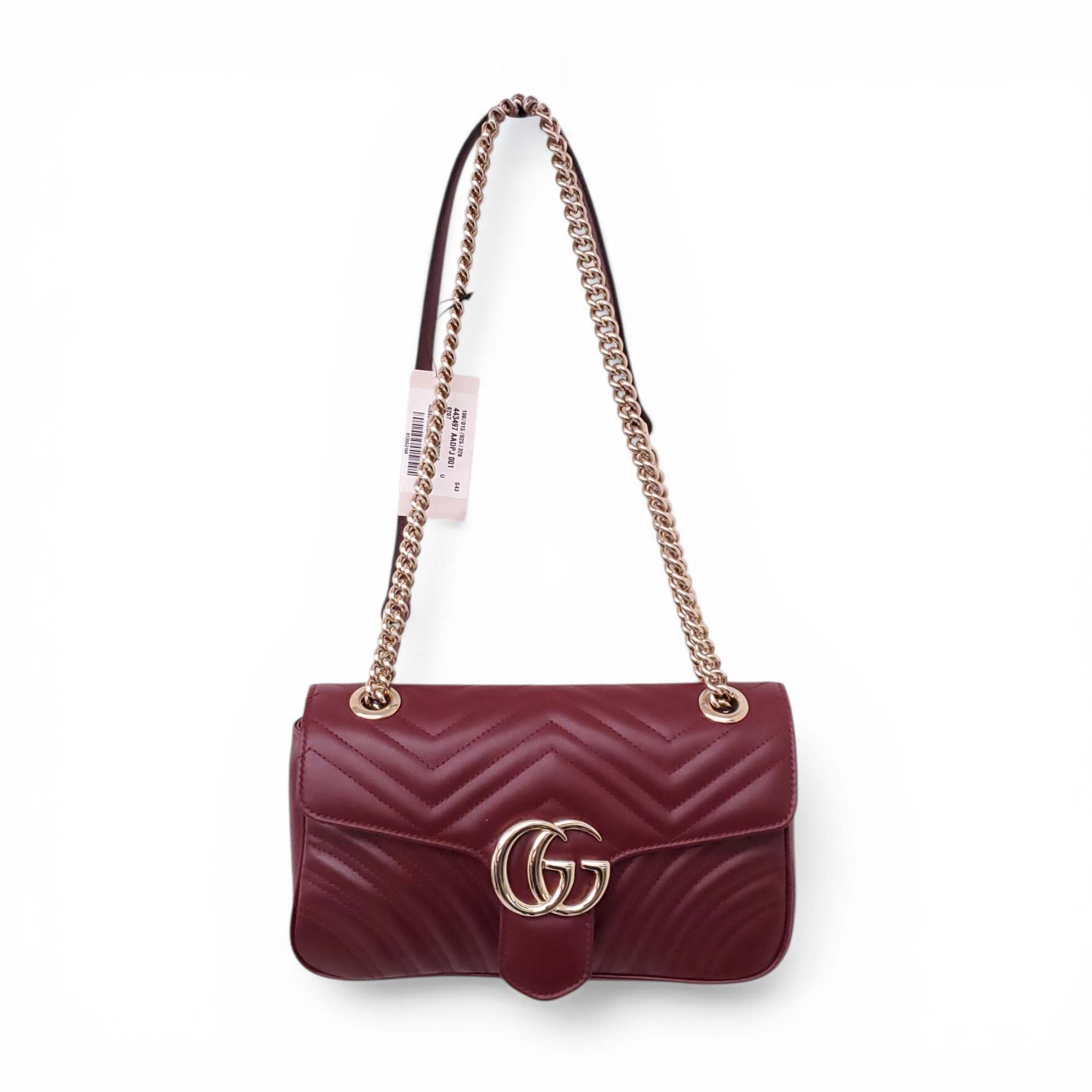 GUCCI GG BURGUNDY MARMONT MEDIUM SHOULDER BAG