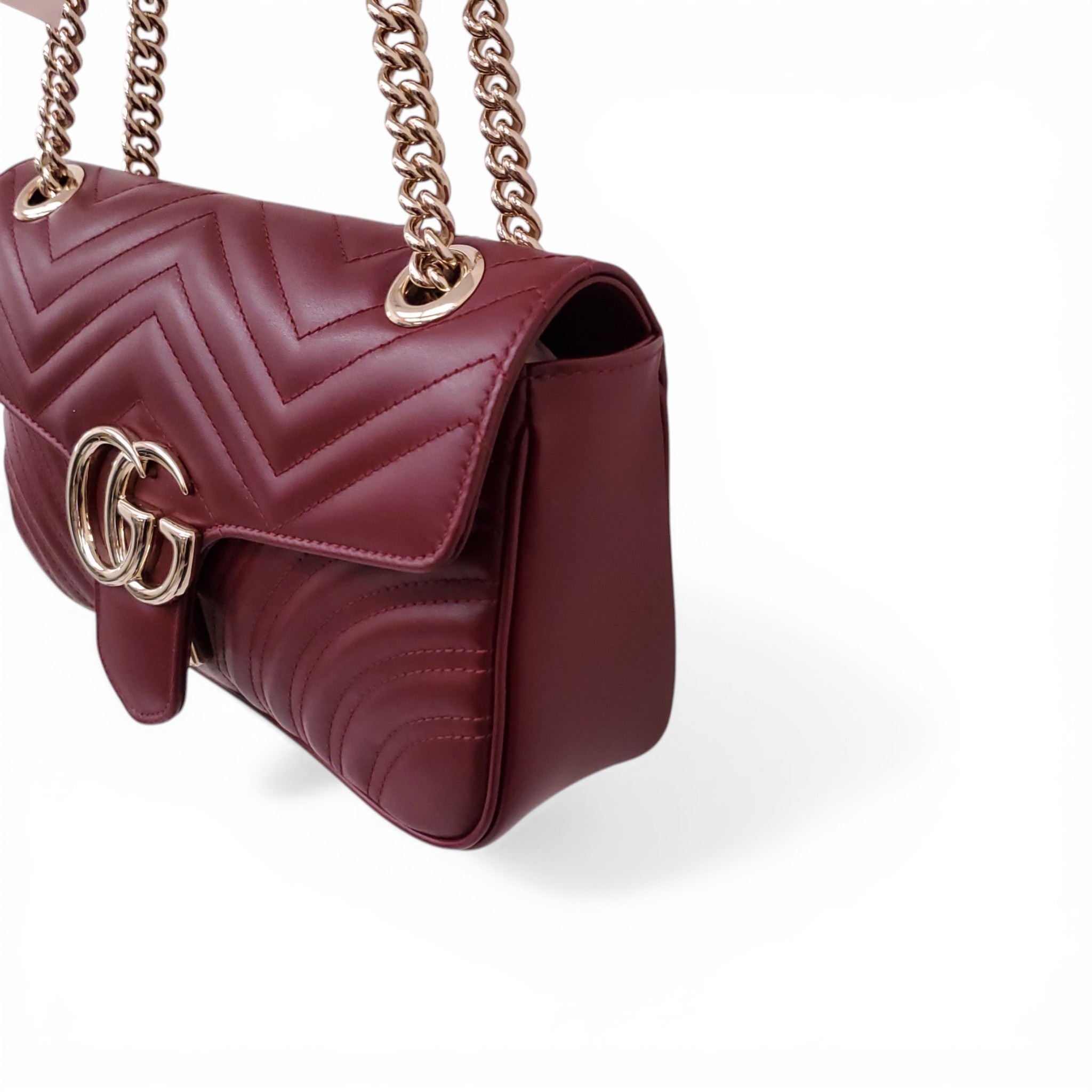 GUCCI GG BURGUNDY MARMONT MEDIUM SHOULDER BAG