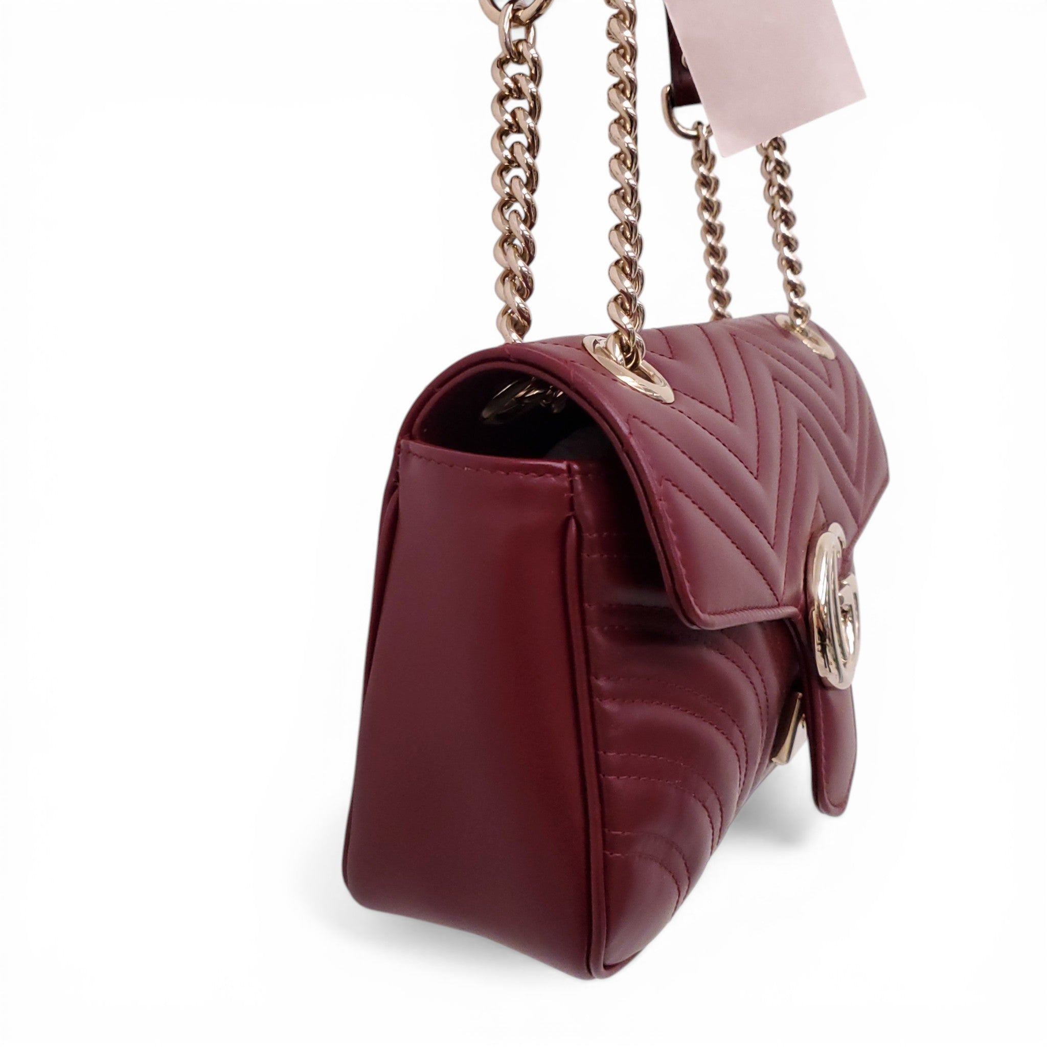 GUCCI GG BURGUNDY MARMONT MEDIUM SHOULDER BAG