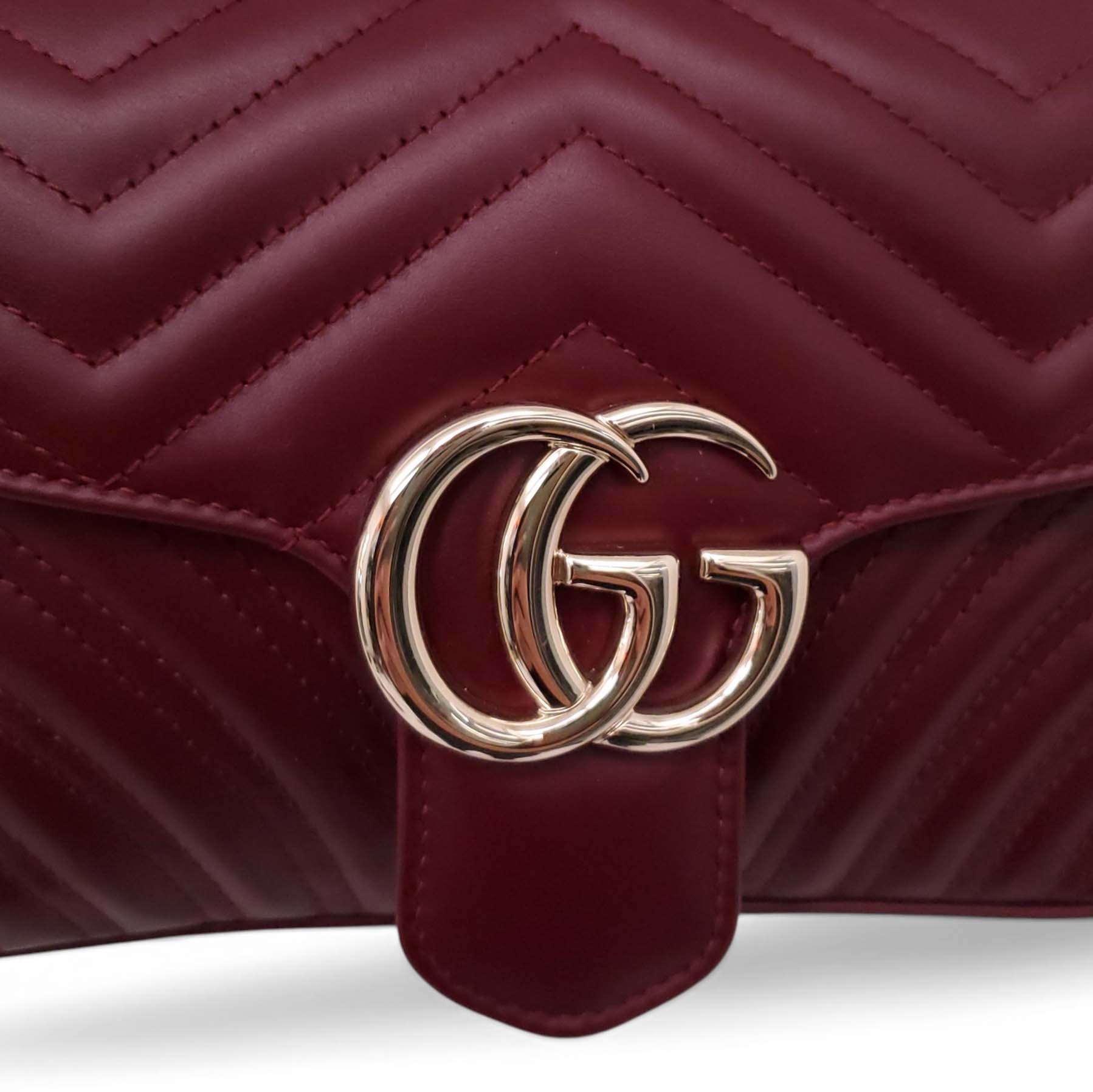 GUCCI GG BURGUNDY MARMONT MEDIUM SHOULDER BAG