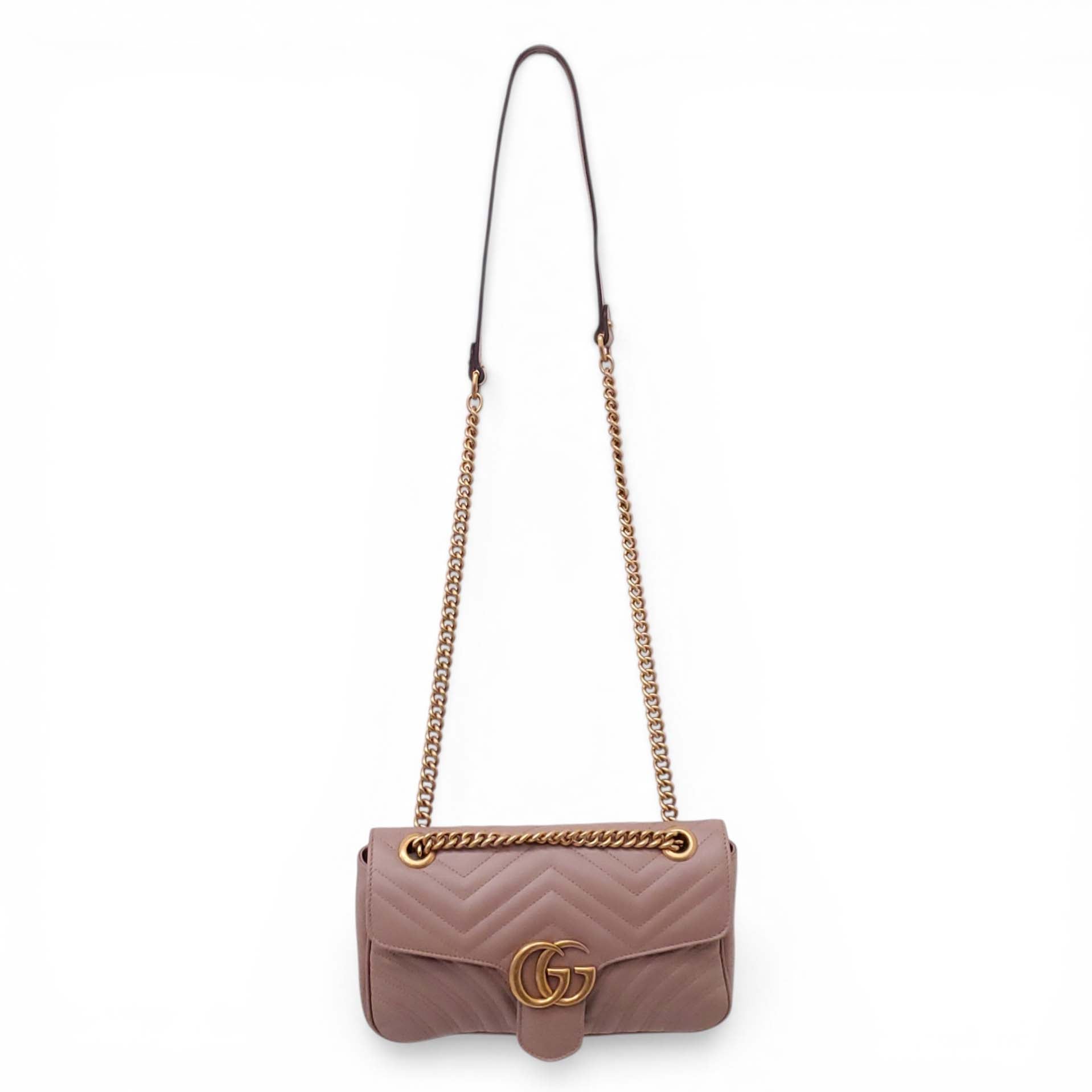GUCCI GG BLUSH PINK MARMONT MEDIUM SHOULDER BAG