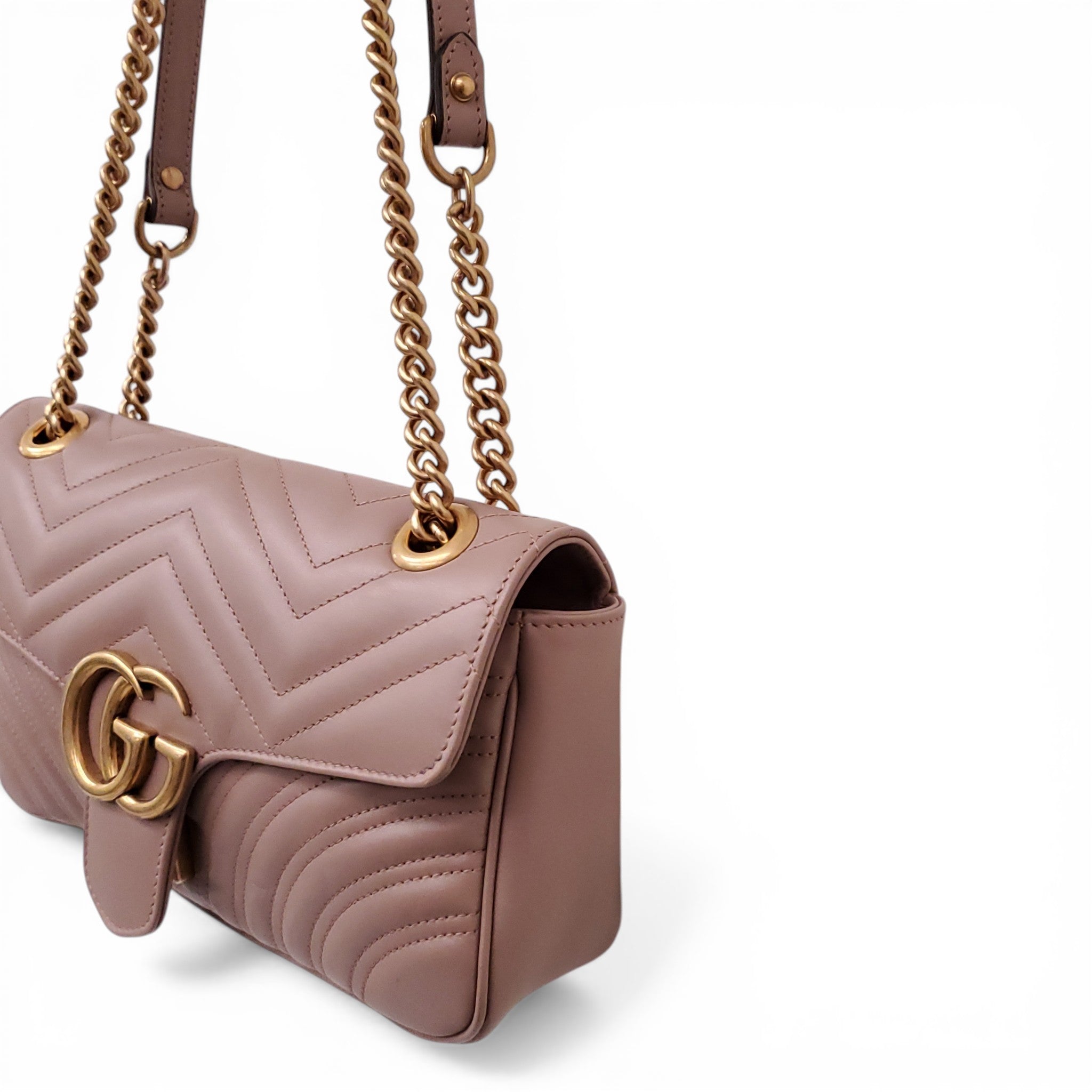 GUCCI GG BLUSH PINK MARMONT MEDIUM SHOULDER BAG