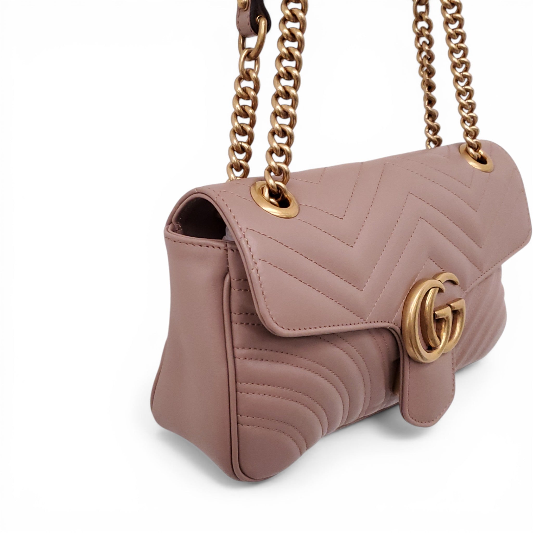 GUCCI GG BLUSH PINK MARMONT MEDIUM SHOULDER BAG