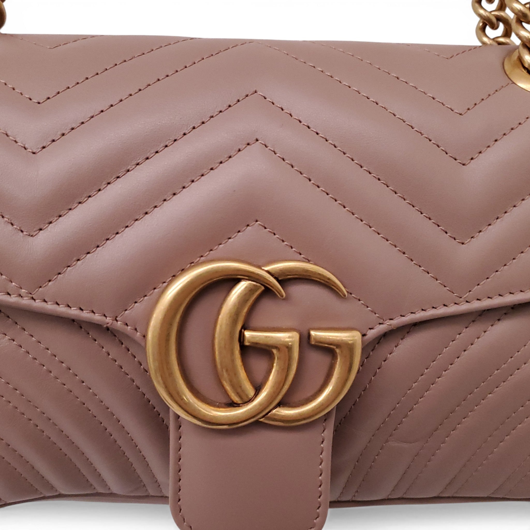 GUCCI GG BLUSH PINK MARMONT MEDIUM SHOULDER BAG