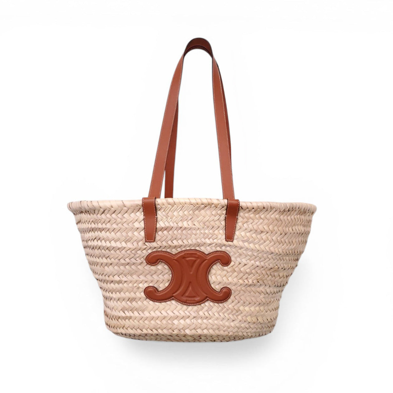 CELINE LARGE RAFFIA TRIOMPHE PANIER TOTE BAG