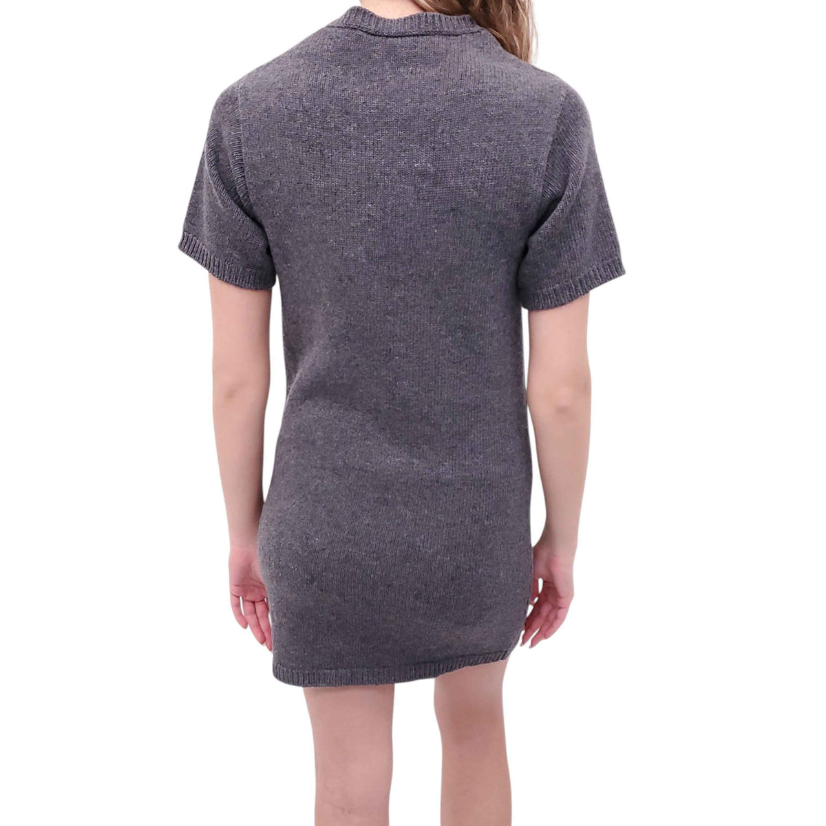 VALENTINO GREY KNIT DRESS WITH V LOGO BUTTONS