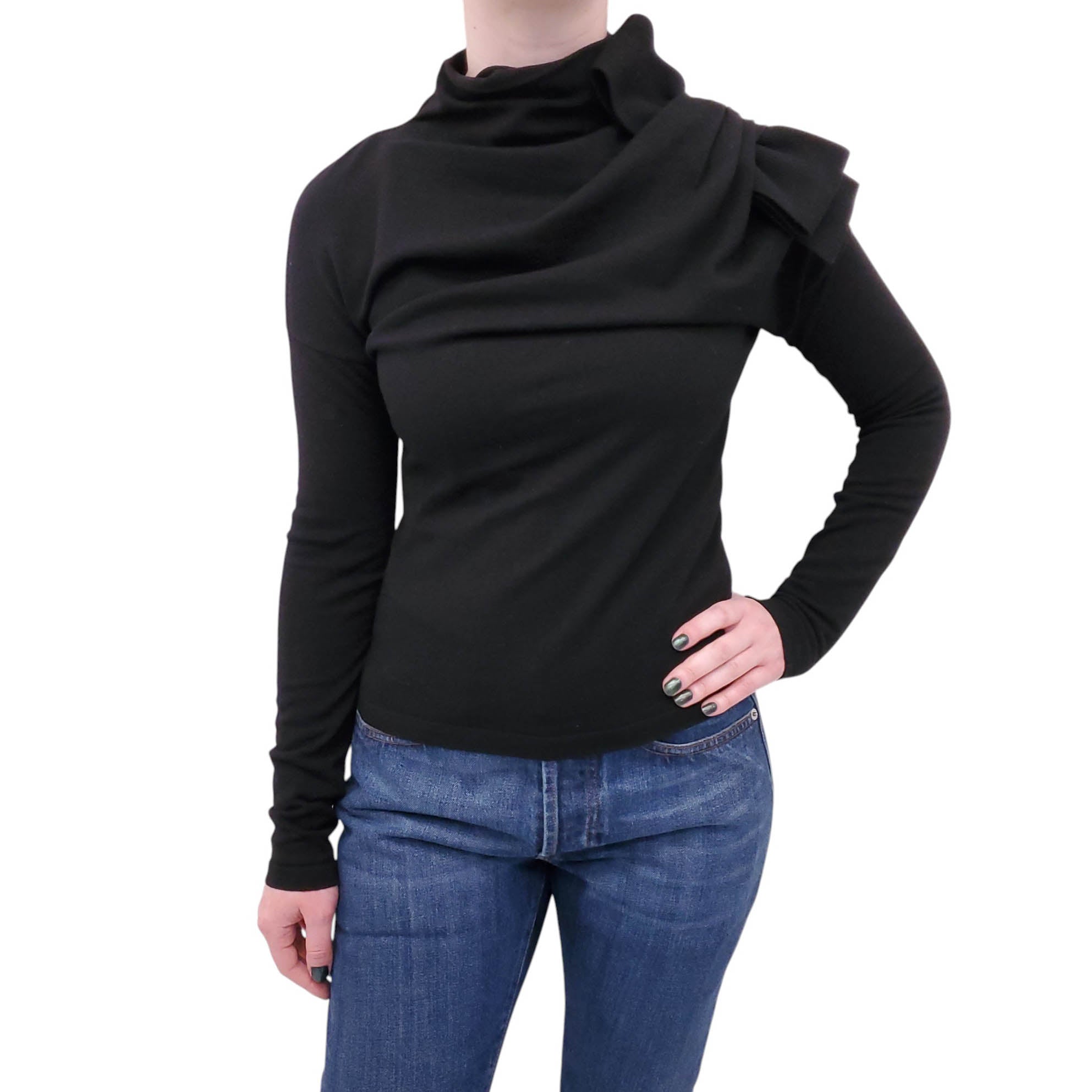 VALENTINO BLACK SWEATER WITH BOW - SIZE M