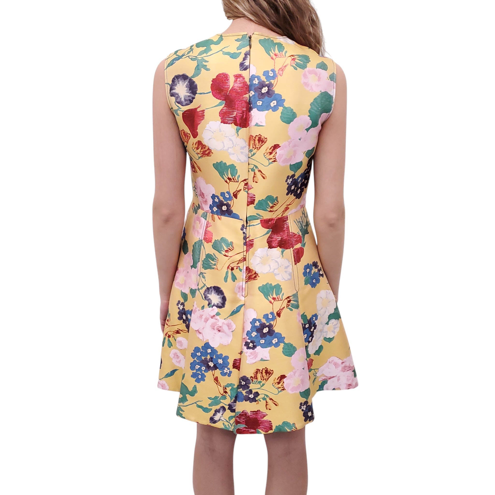 VALENTINO YELLOW FLORAL METALLIC DRESS - SIZE 6