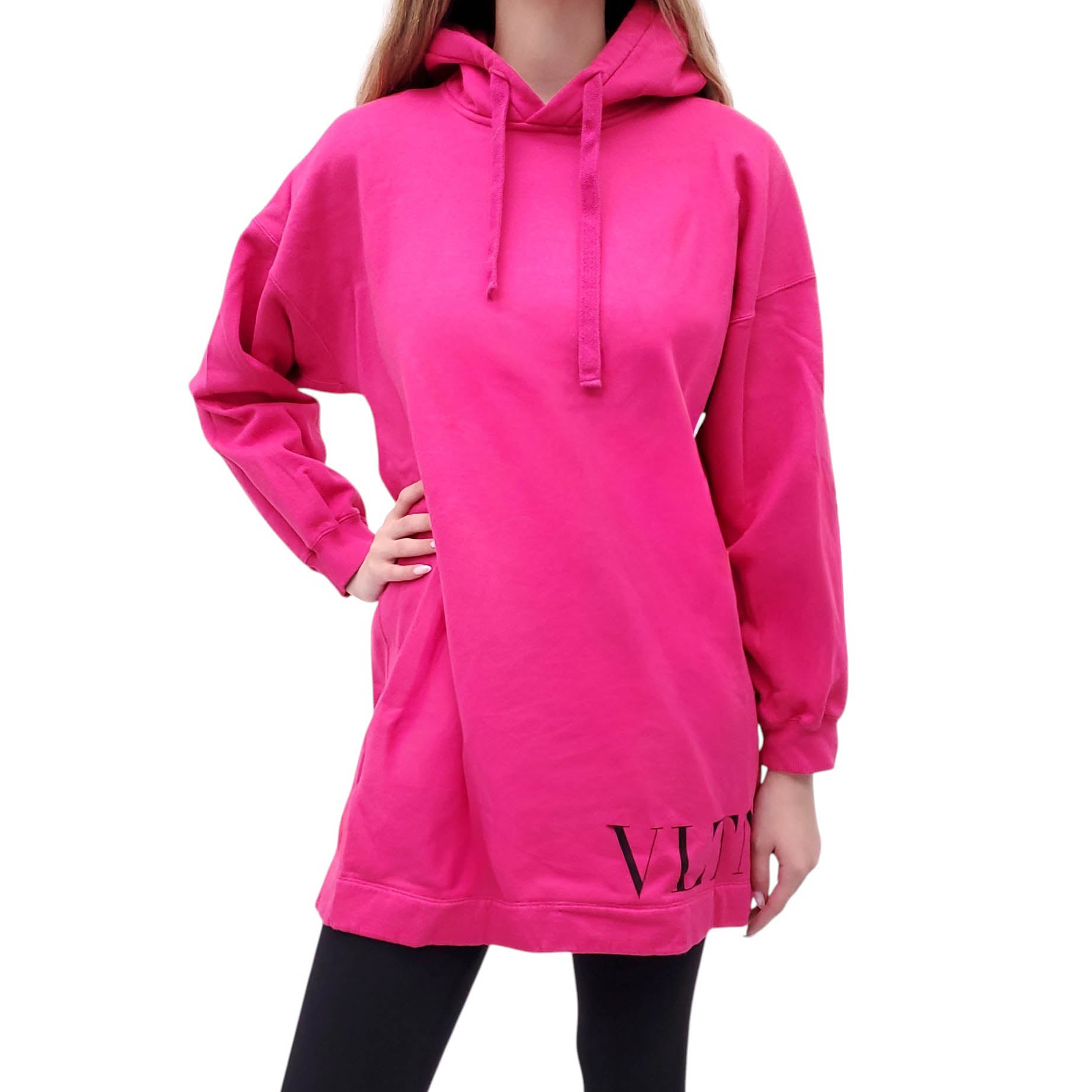 VALENTINO PINK LOGO SWEATSHIRT DRESS -SIZE M