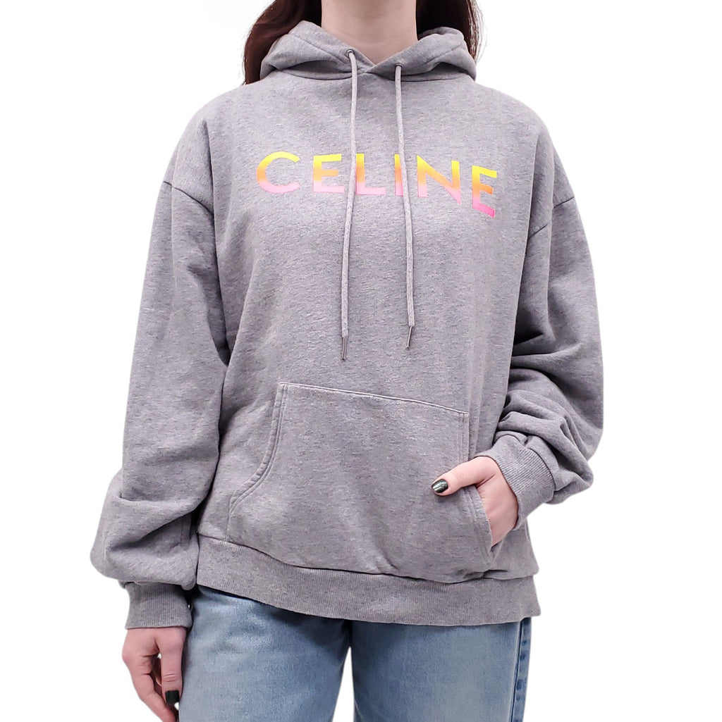 CELINE GREY SWEATSHIRT WITH MULTICOLOURED LOGO - SIZE XXL
