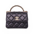 CHANEL MINI LEATHER CROSSBODY BAG WITH TOP HANDLE