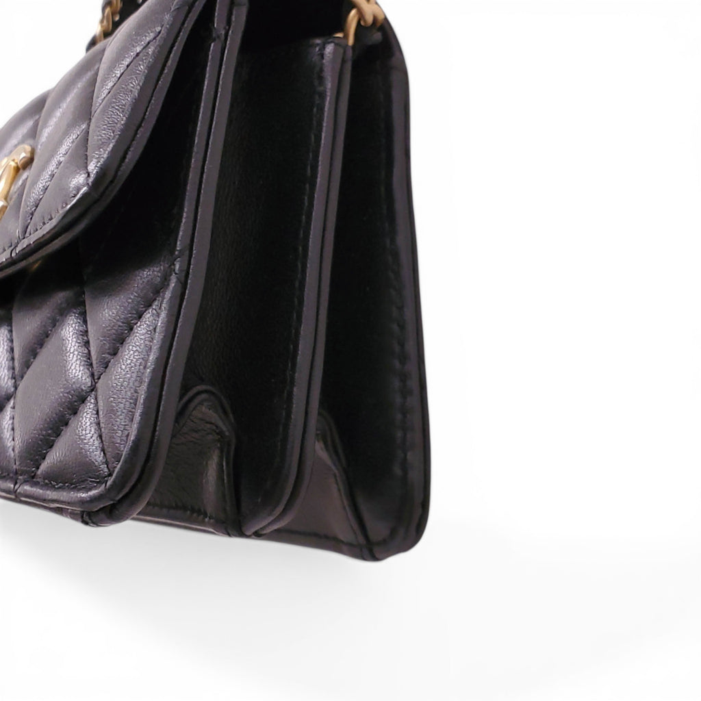 CHANEL MINI LEATHER CROSSBODY BAG WITH TOP HANDLE