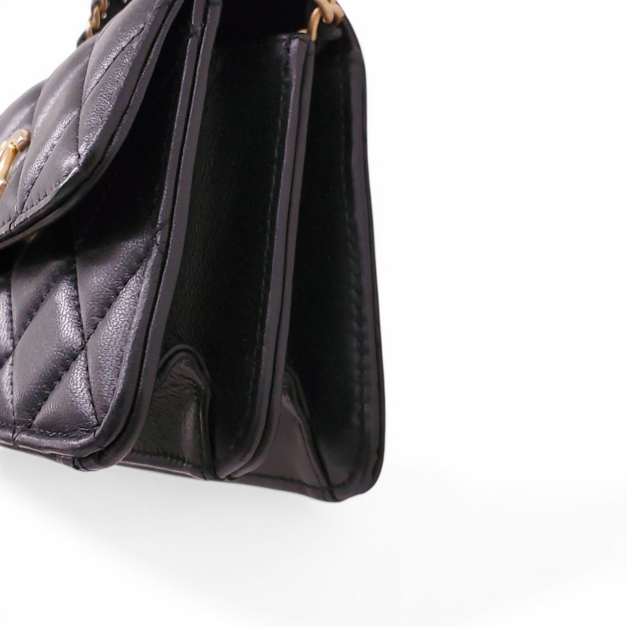 CHANEL MINI LEATHER CROSSBODY BAG WITH TOP HANDLE