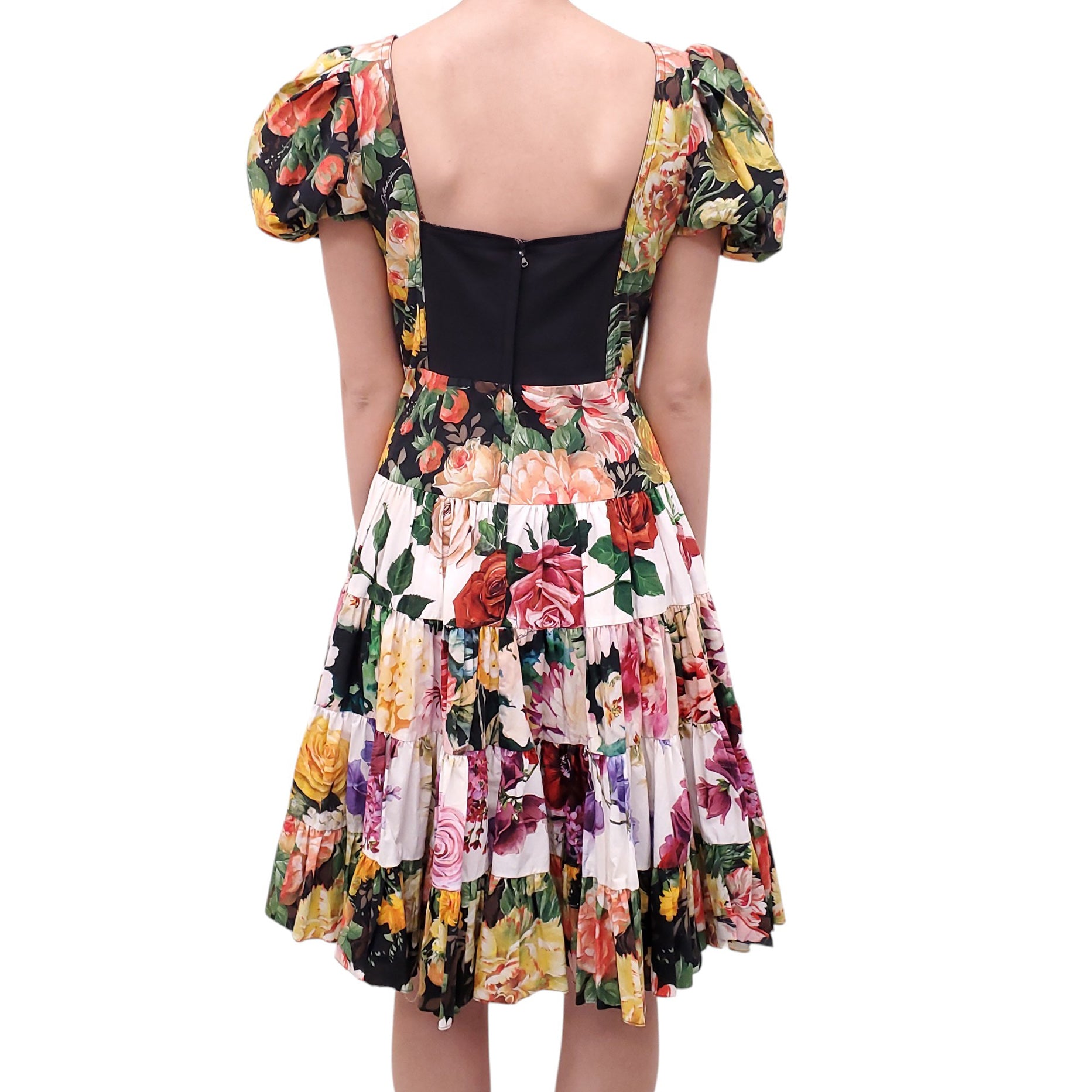 DOLCE & GABBANA TWO-TONED FLORAL DRESS - SIZE 48