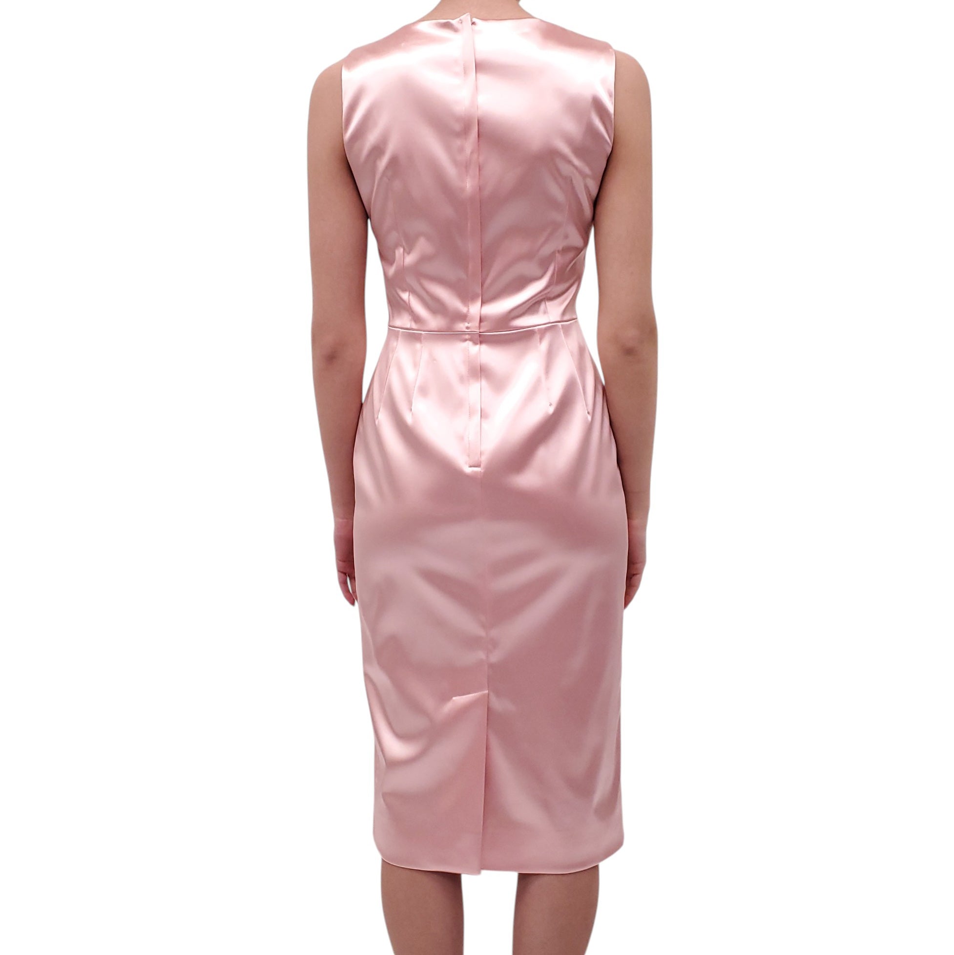 DOLCE & GABBANA BLUSH PINK SATIN MIDI DRESS - SIZE 42