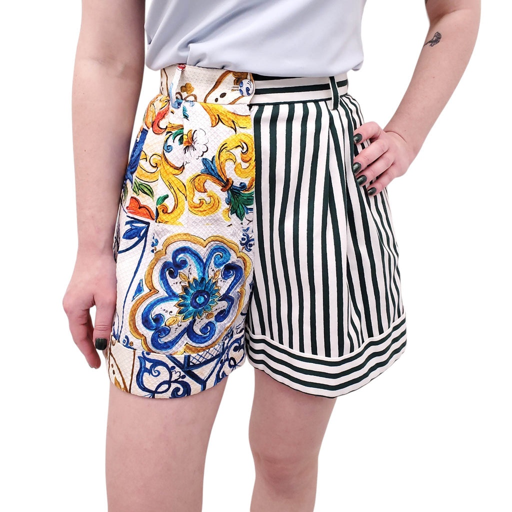 DOLCE & GABBANA STRIPED AND PATTERNED SHORTS - SIZE 38