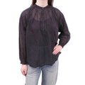 NILI LOTAN SHEER BLACK PATTERNED BABYDOLL BLOUSE - SIZE XS