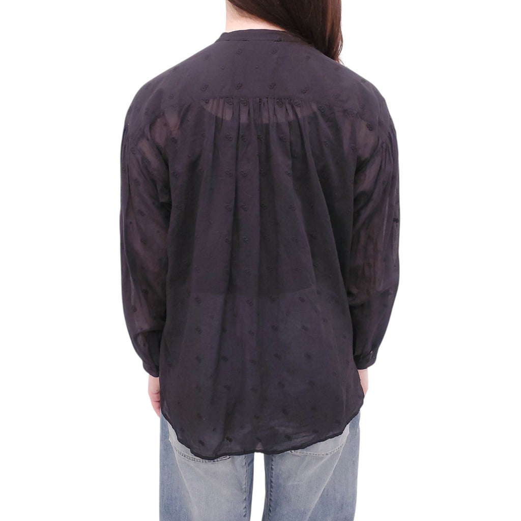 NILI LOTAN SHEER BLACK PATTERNED BABYDOLL BLOUSE - SIZE XS