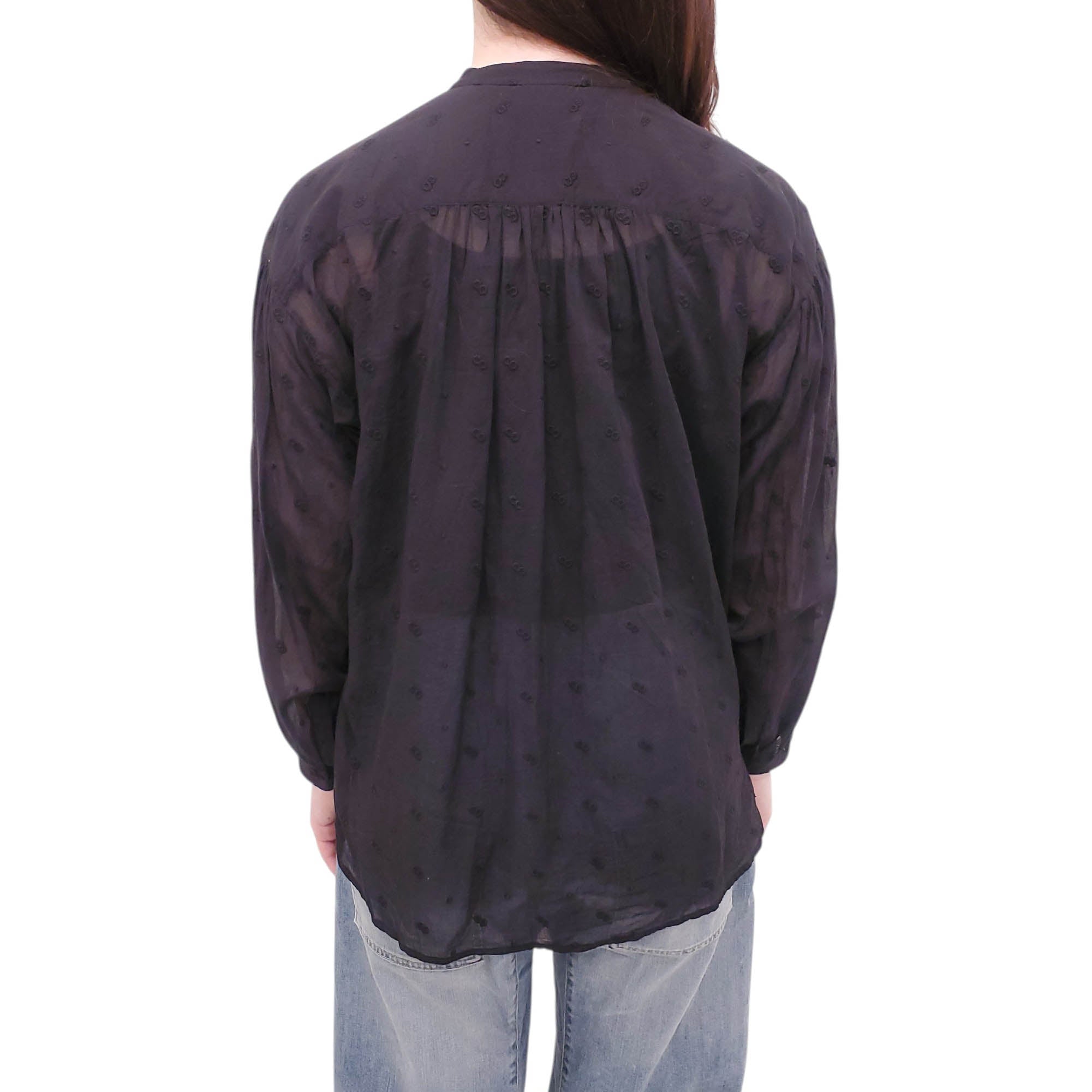 NILI LOTAN SHEER BLACK PATTERNED BABYDOLL BLOUSE - SIZE XS