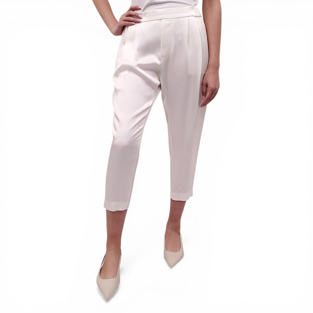 NILI LOTAN WHITE SILK PANTS - SIZE S