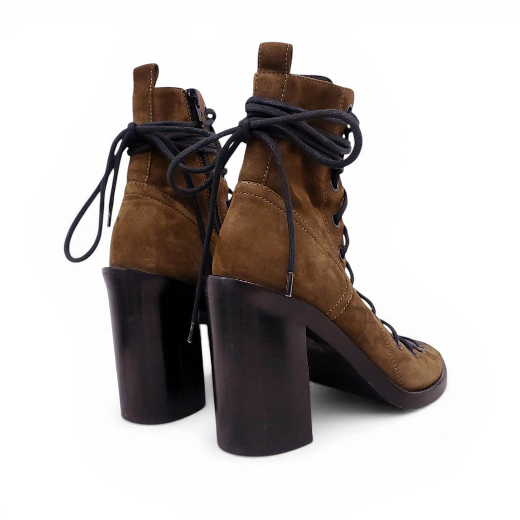 ANN DEMEULEMEESTER GREEN SUEDE LACE UP BOOTS - SIZE 40