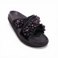 SIMONE ROCHA BLACK EMBELLISHED SLIDES - SIZE 38