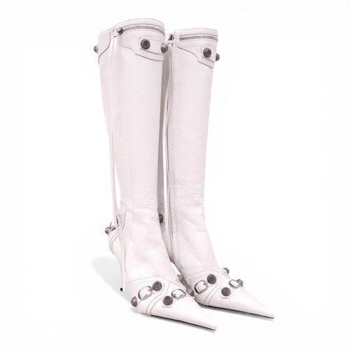 BALENCIAGA OPTIC WHITE CAGOLE BOOTS - SIZE 39
