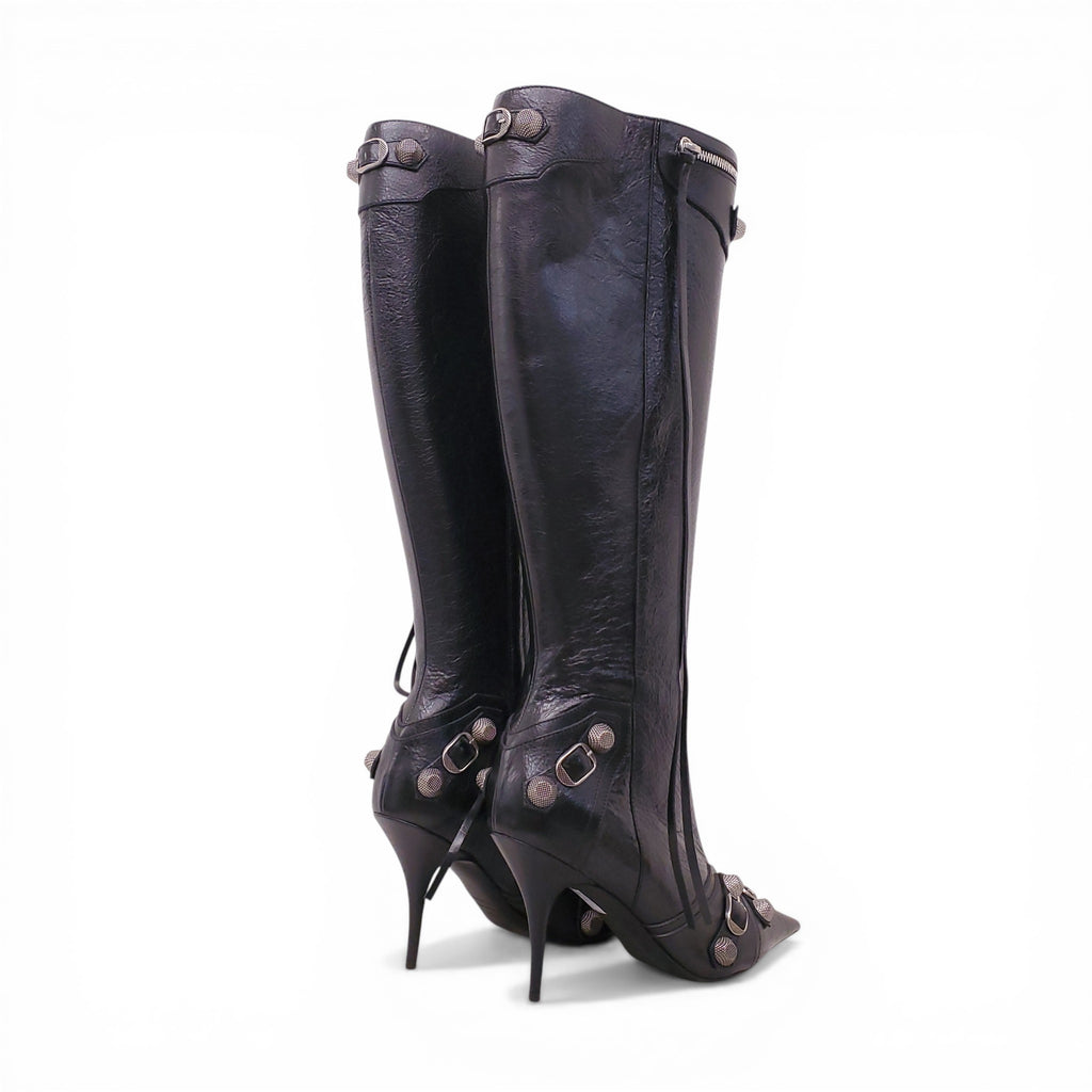 BALENCIAGA BLACK AND SILVER CAGOLE BOOTS - SIZE 40.5