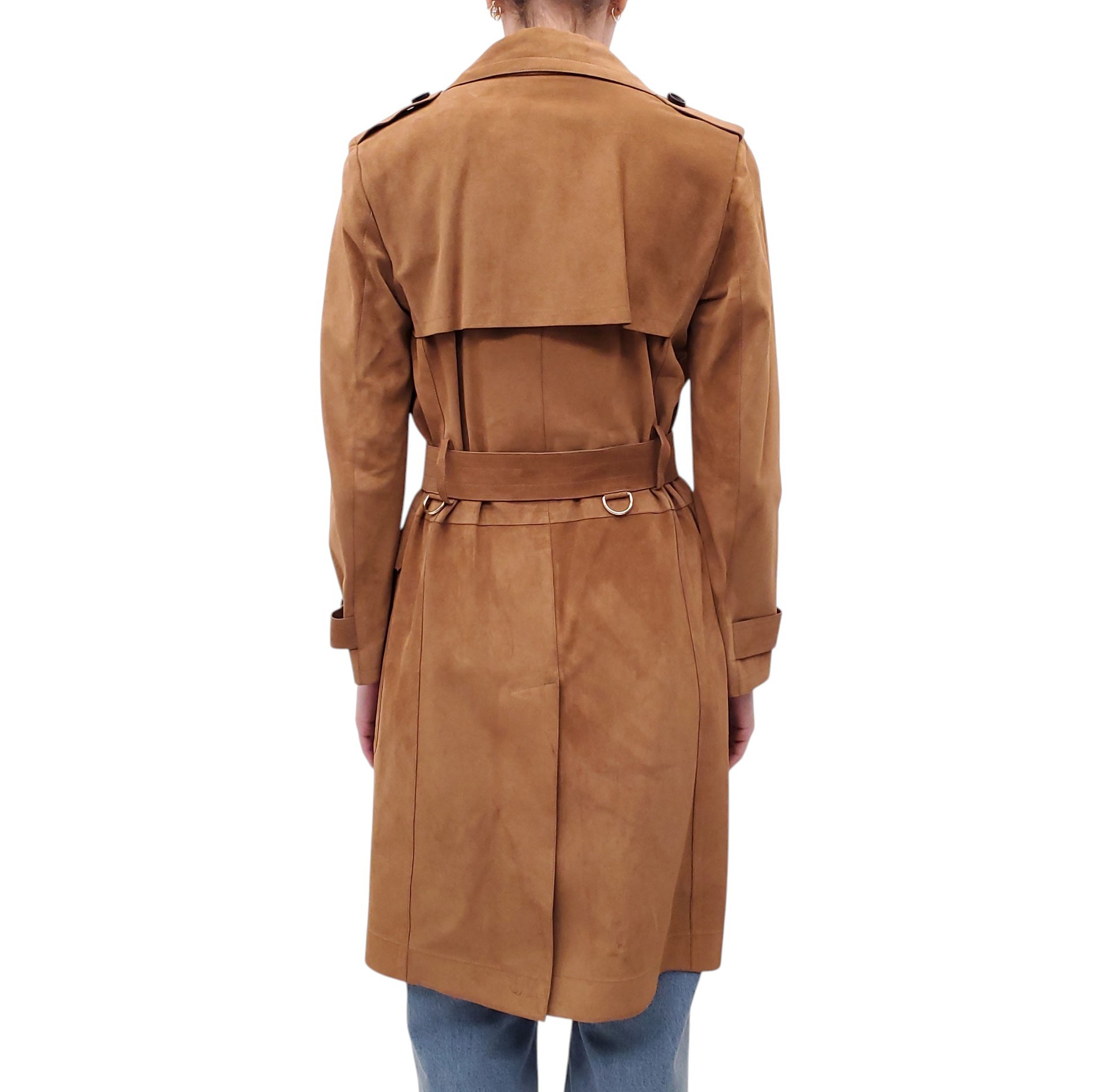 BURBERRY COGNAC SUEDE TRENCH COAT - SIZE US 4