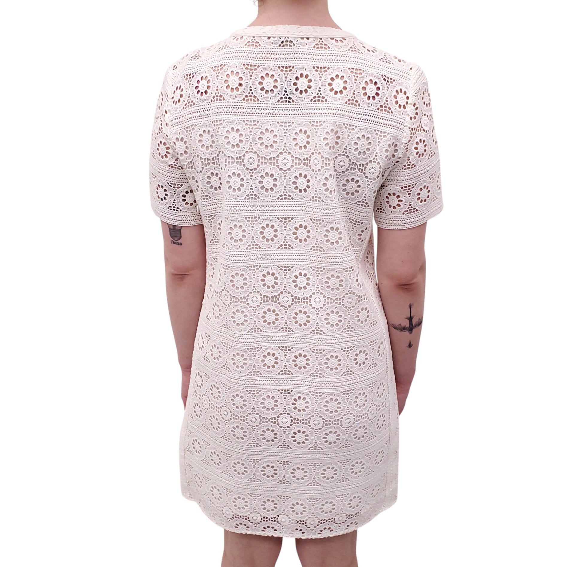 BURBERRY BRIT WHITE FLORAL EYELET DRESS - SIZE US 6