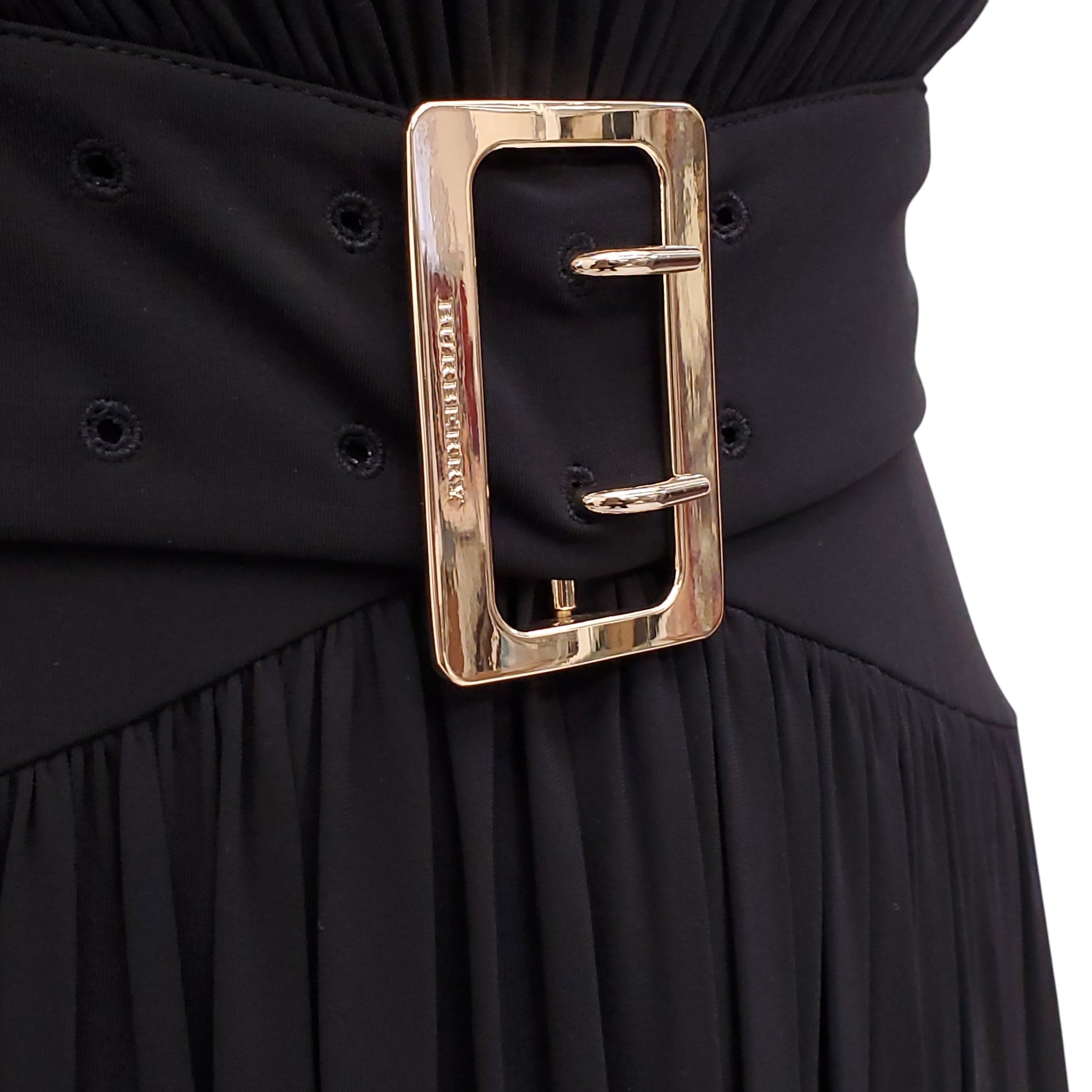 BURBERRY BLACK GOWN WITH BELT - SIZE 6