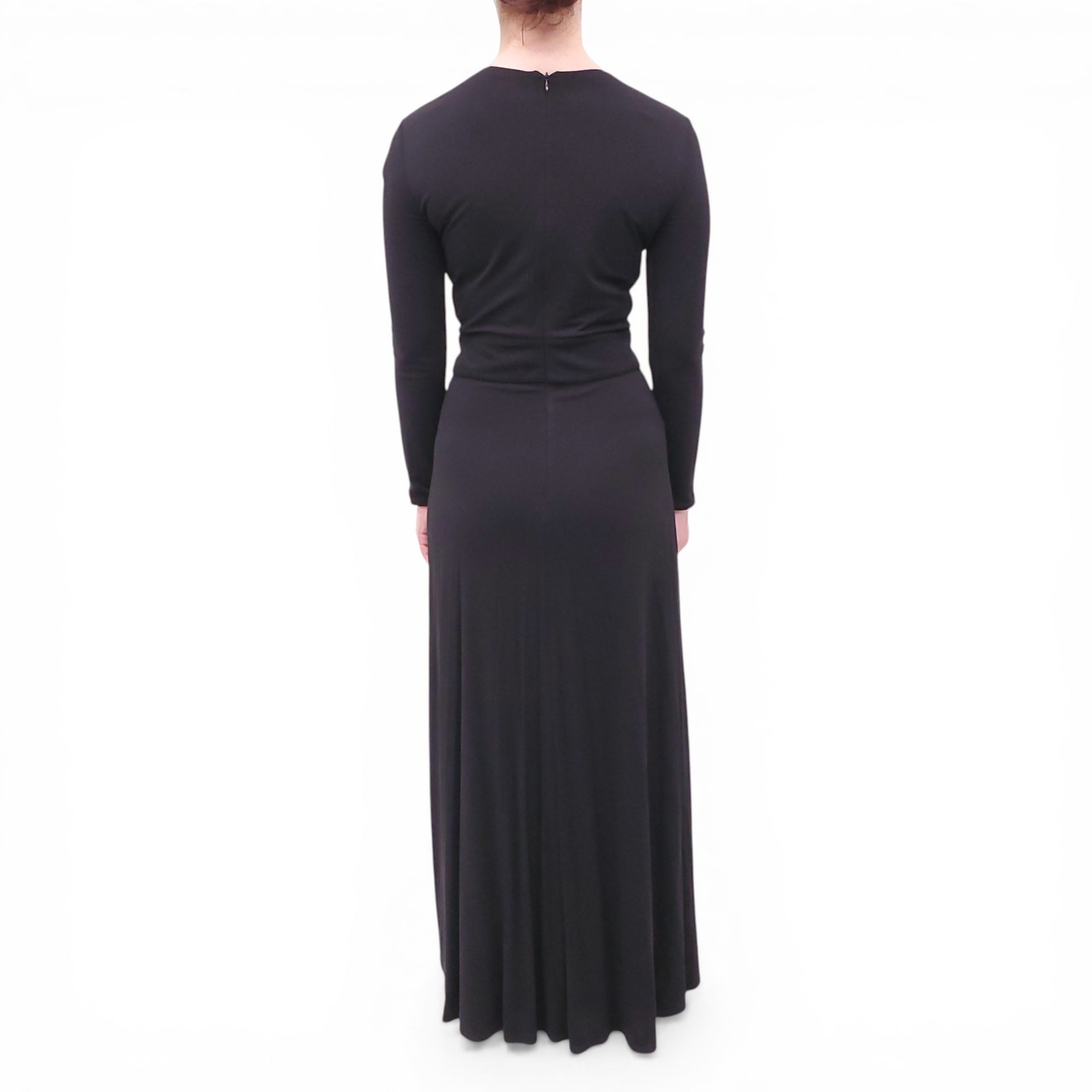 BURBERRY BLACK GOWN WITH BELT - SIZE 6