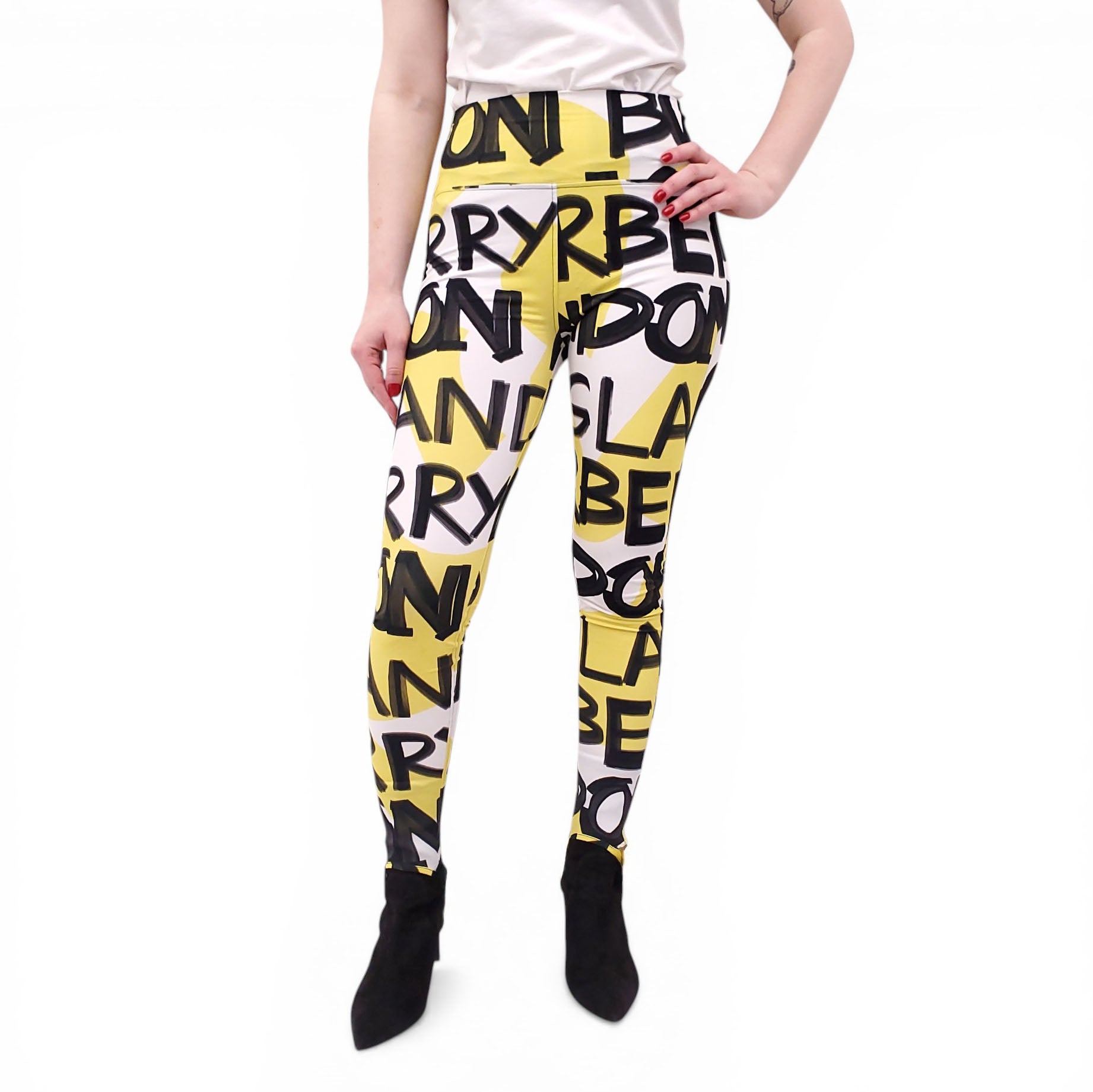BURBERRY GRAFFITI LOGO LEGGINGS - SIZE M
