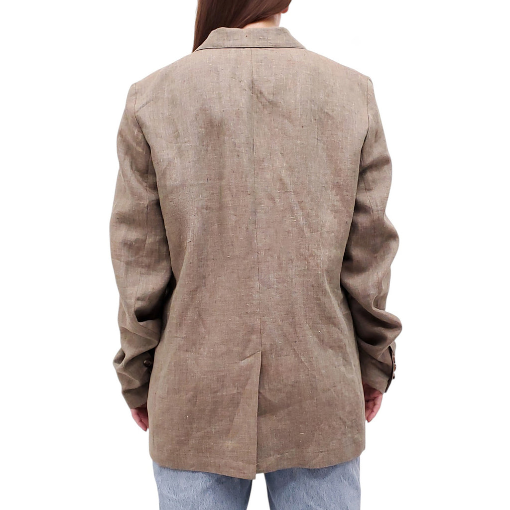 TOTEME KHAKI LINEN OVERSIZED JACKET - SIZE 42