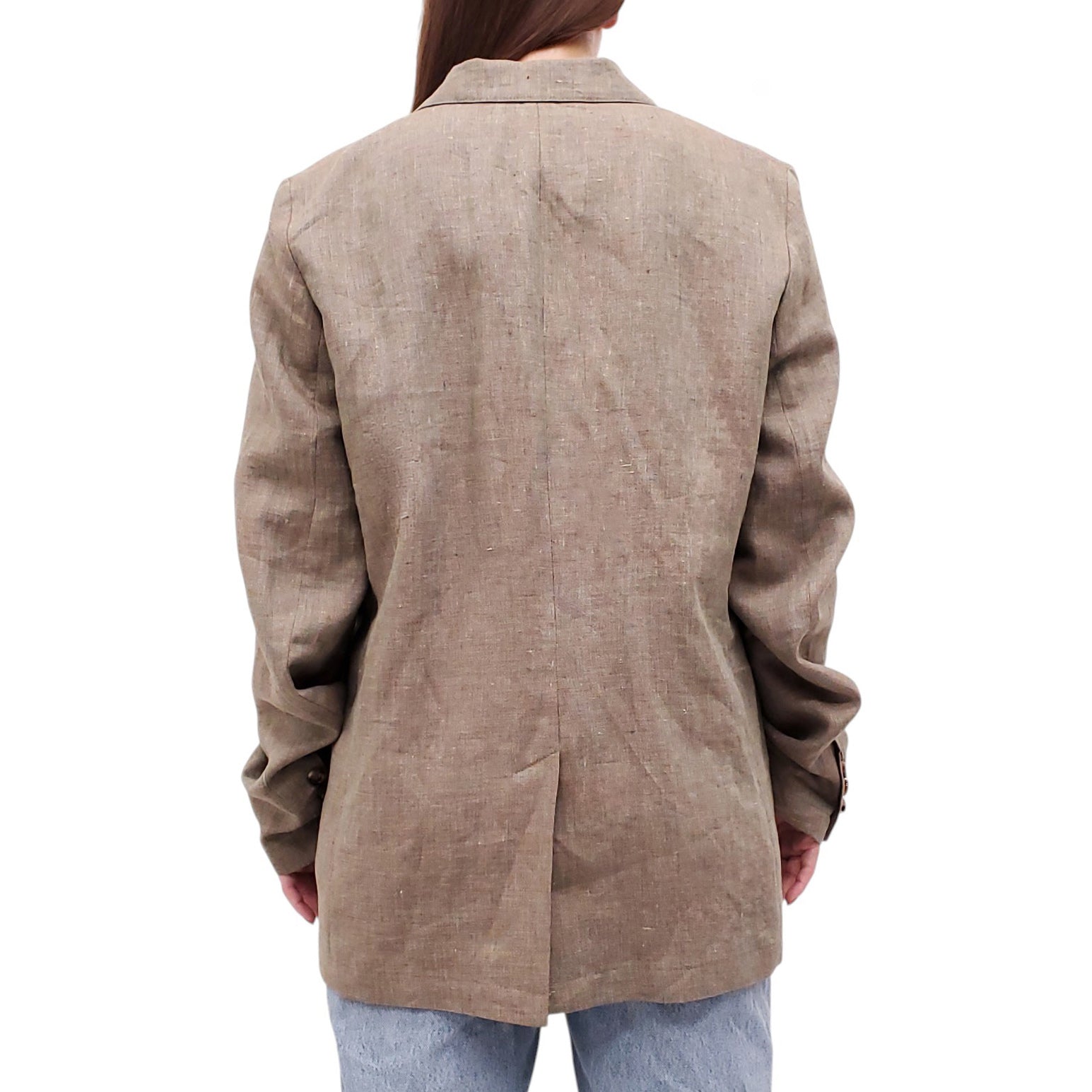 TOTEME KHAKI LINEN OVERSIZED JACKET - SIZE 42