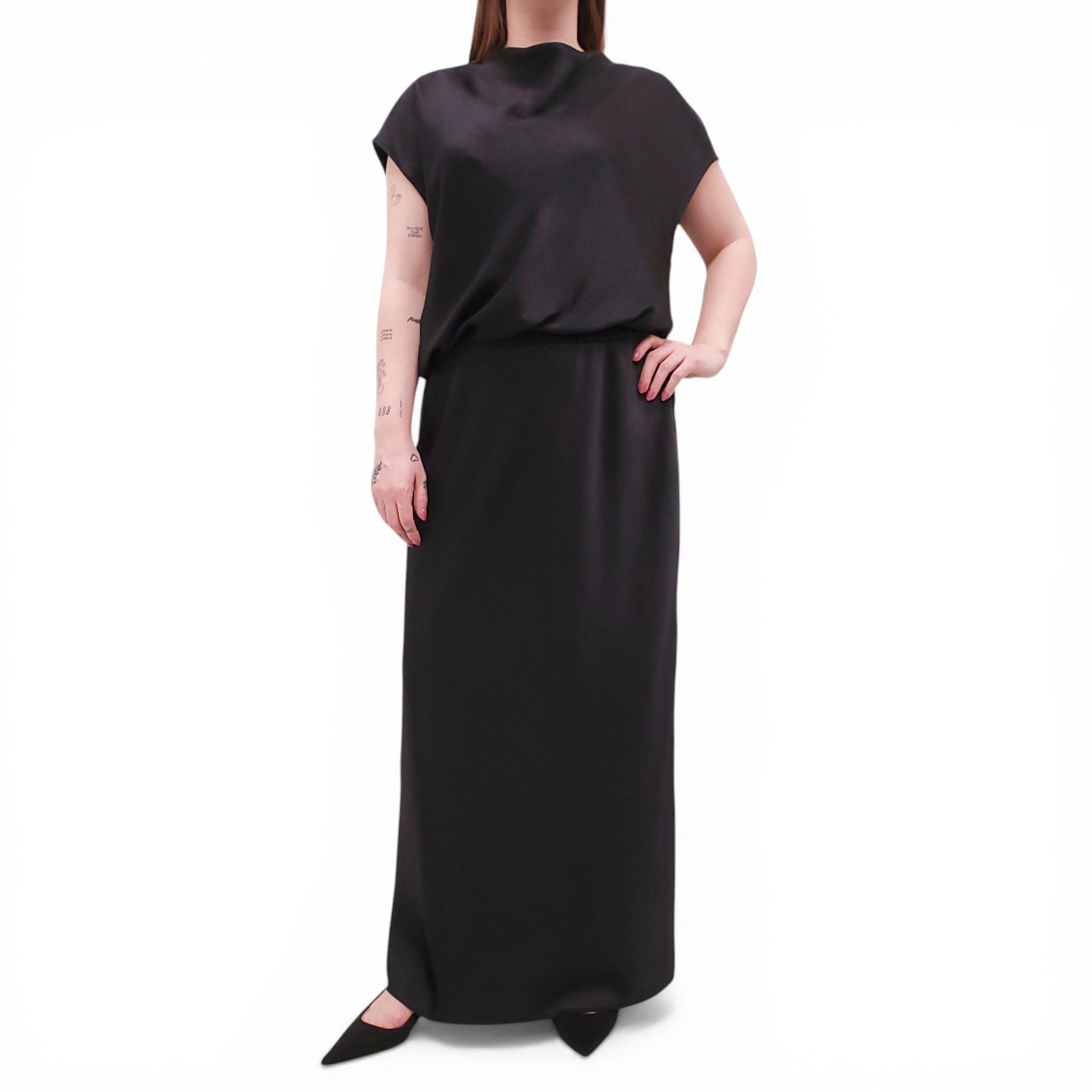chinese dress ladies VINCE BLACK SATIN MAXI DRESS