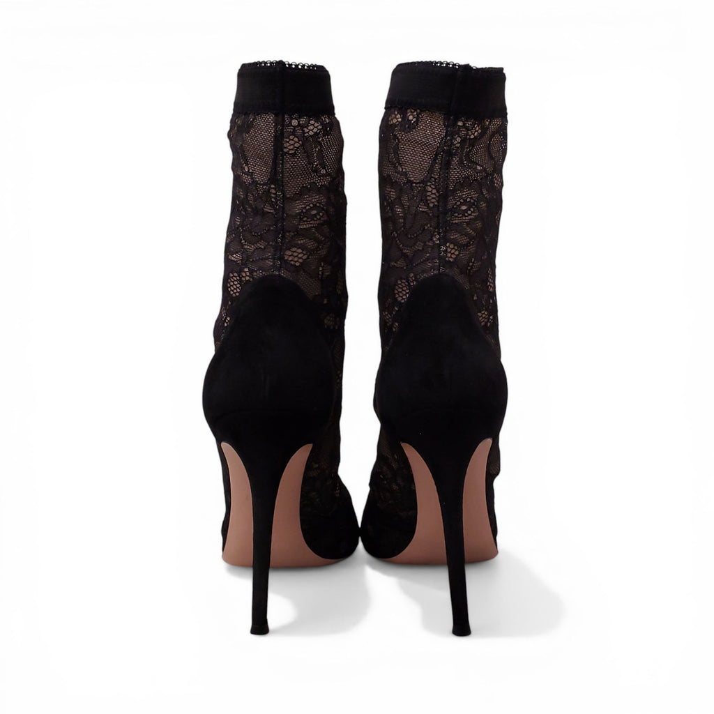 GIANVITO ROSSI BLACK LACE BOOTIES - SIZE 40