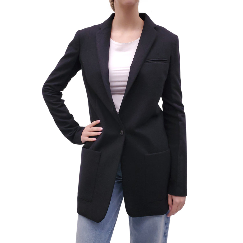 NELLS NELSON BLACK WOOL BLAZER JACKET - SIZE 40