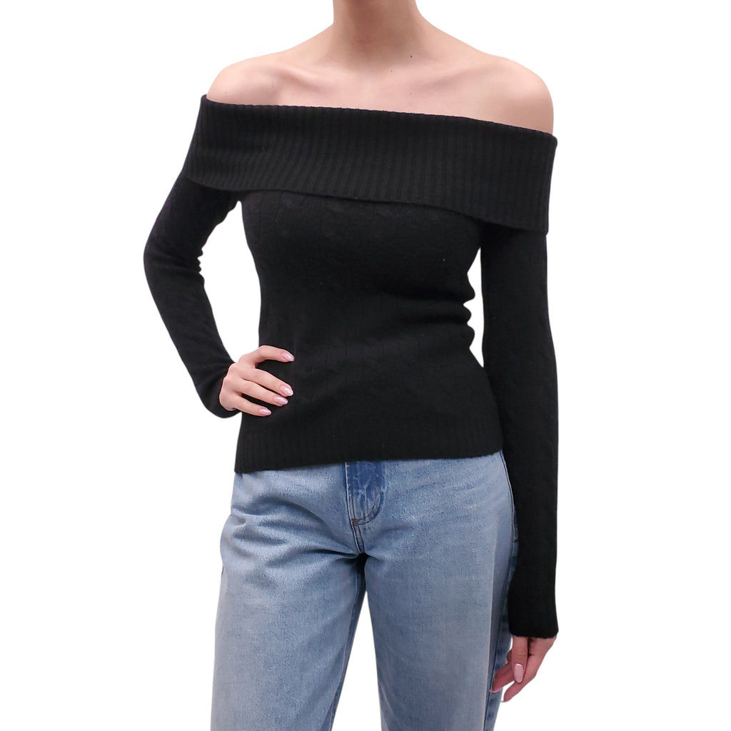 RALPH LAUREN BLACK CASHMERE SWEATER - SIZE S