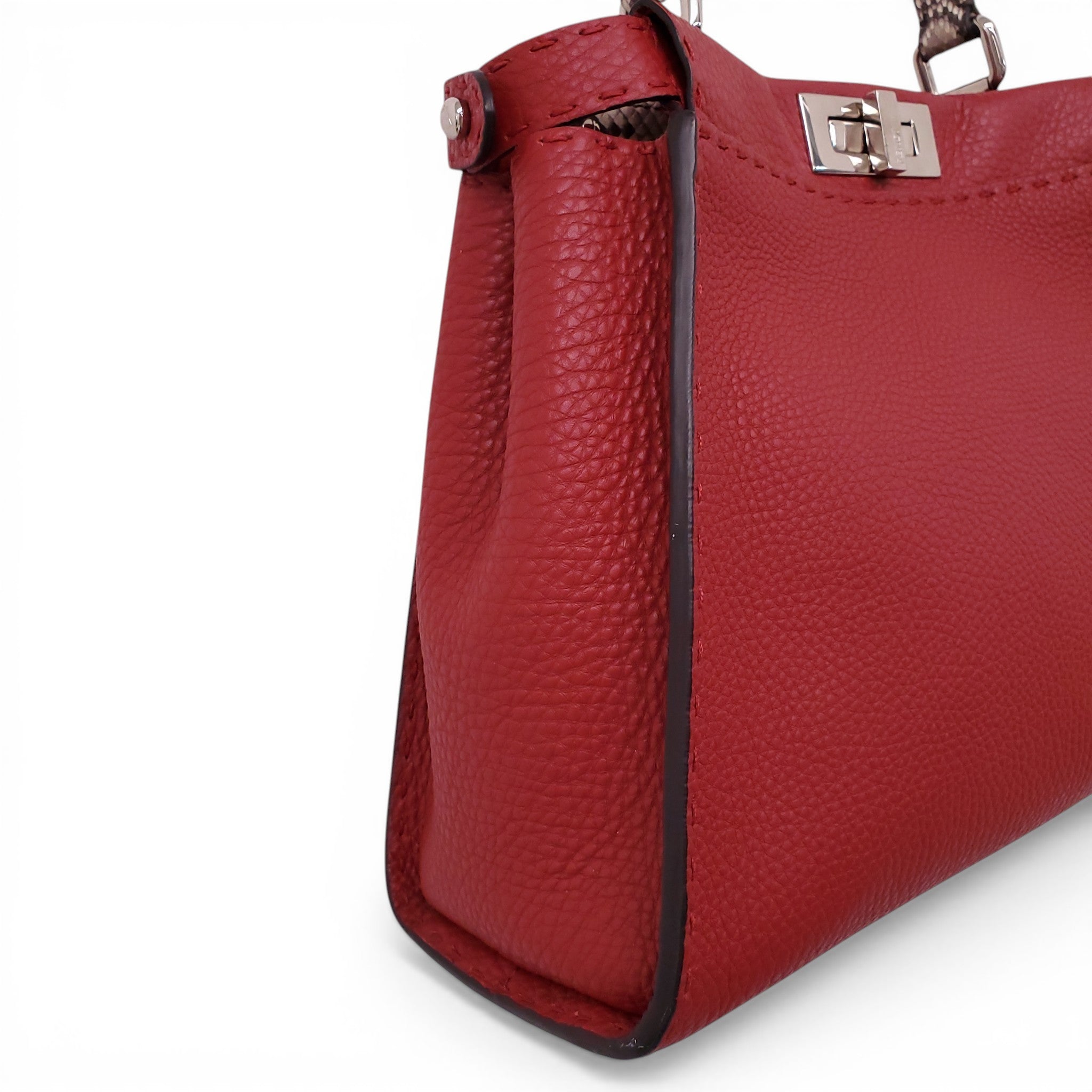 FENDI RED PEEKABOO BAG WITH PYTHON HANDLE