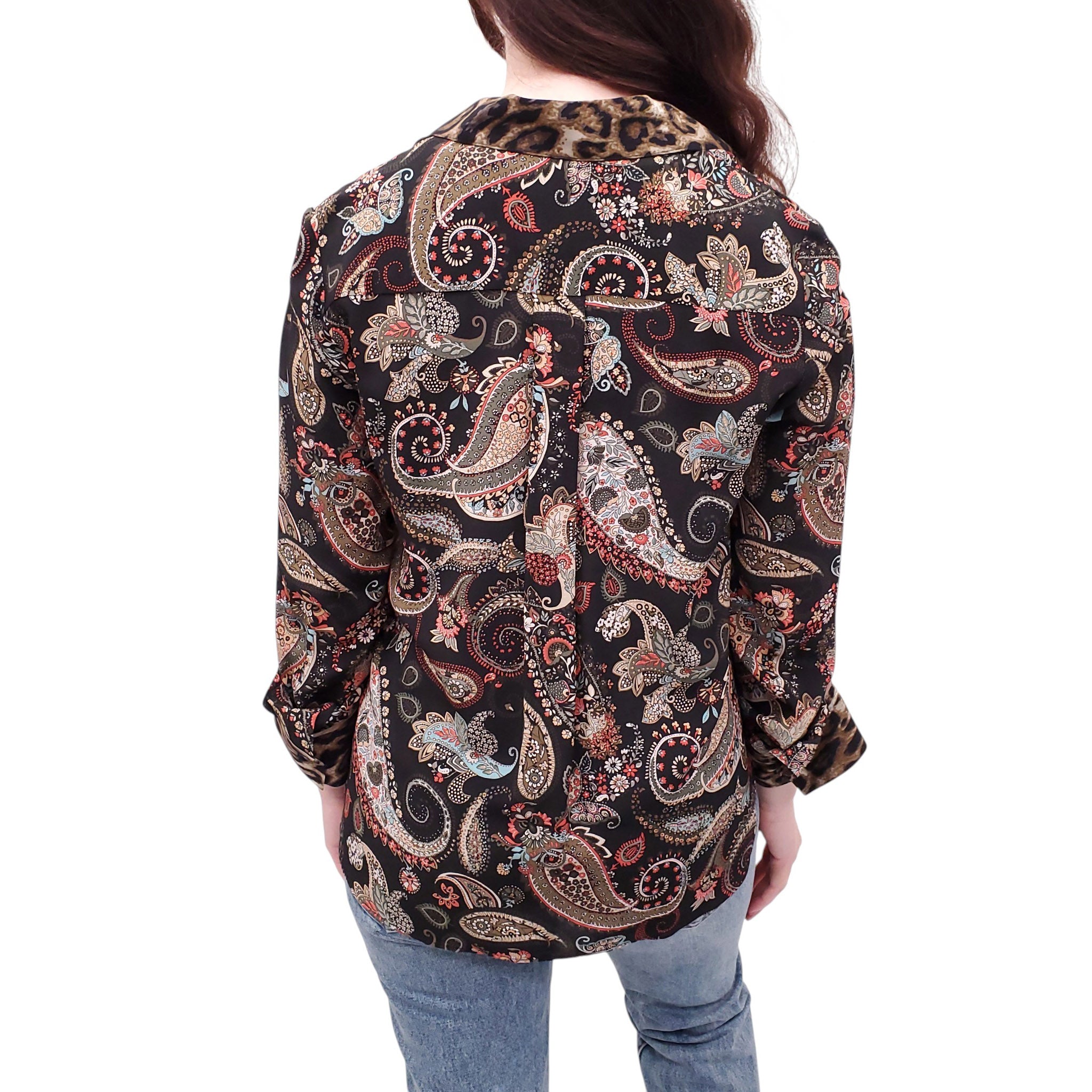 TWP BROWN PAISLEY PATTERNED BLOUSE - SIZE XS