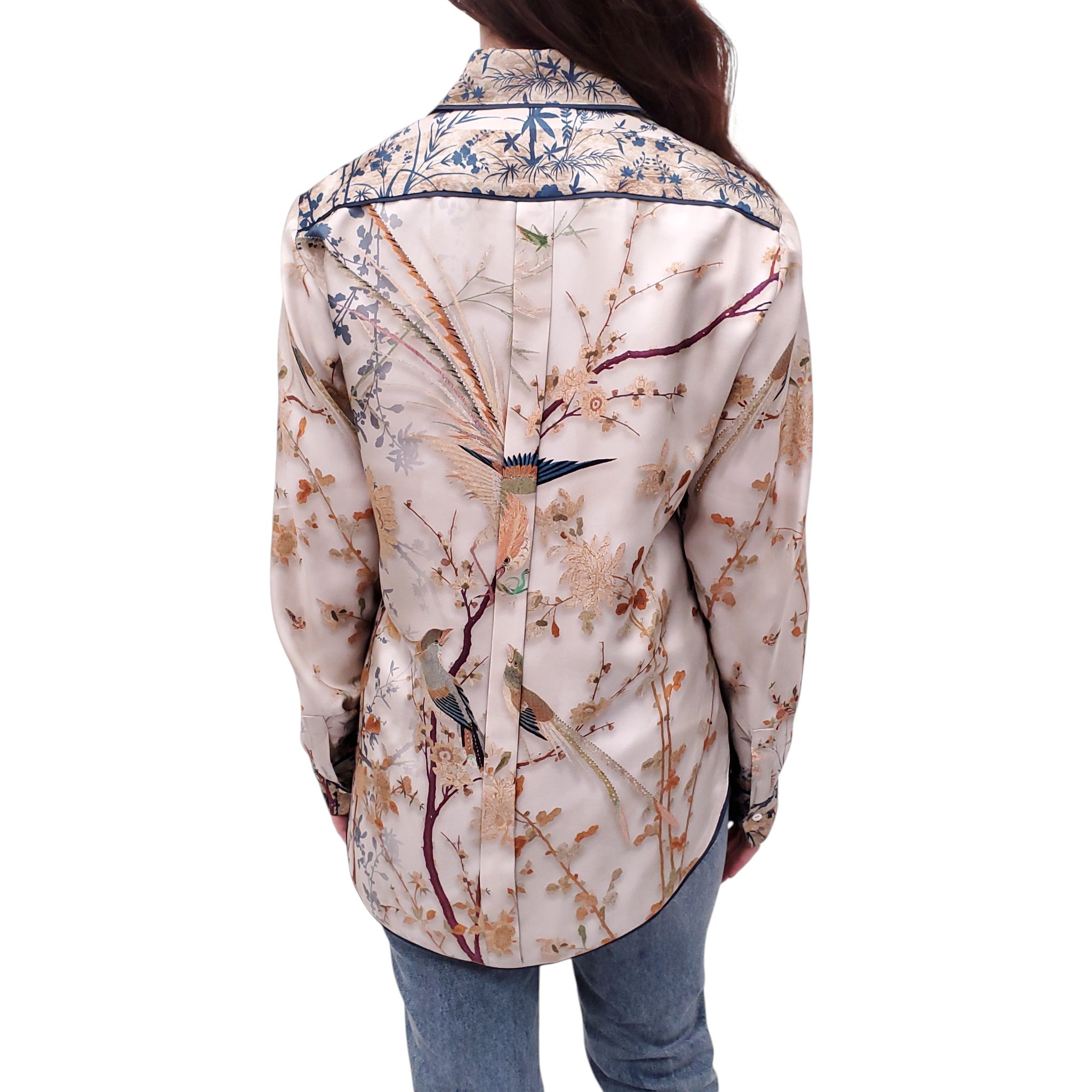 PIERRE-LOUIS MASCIA SILK PATTERNED BLOUSE - SIZE S