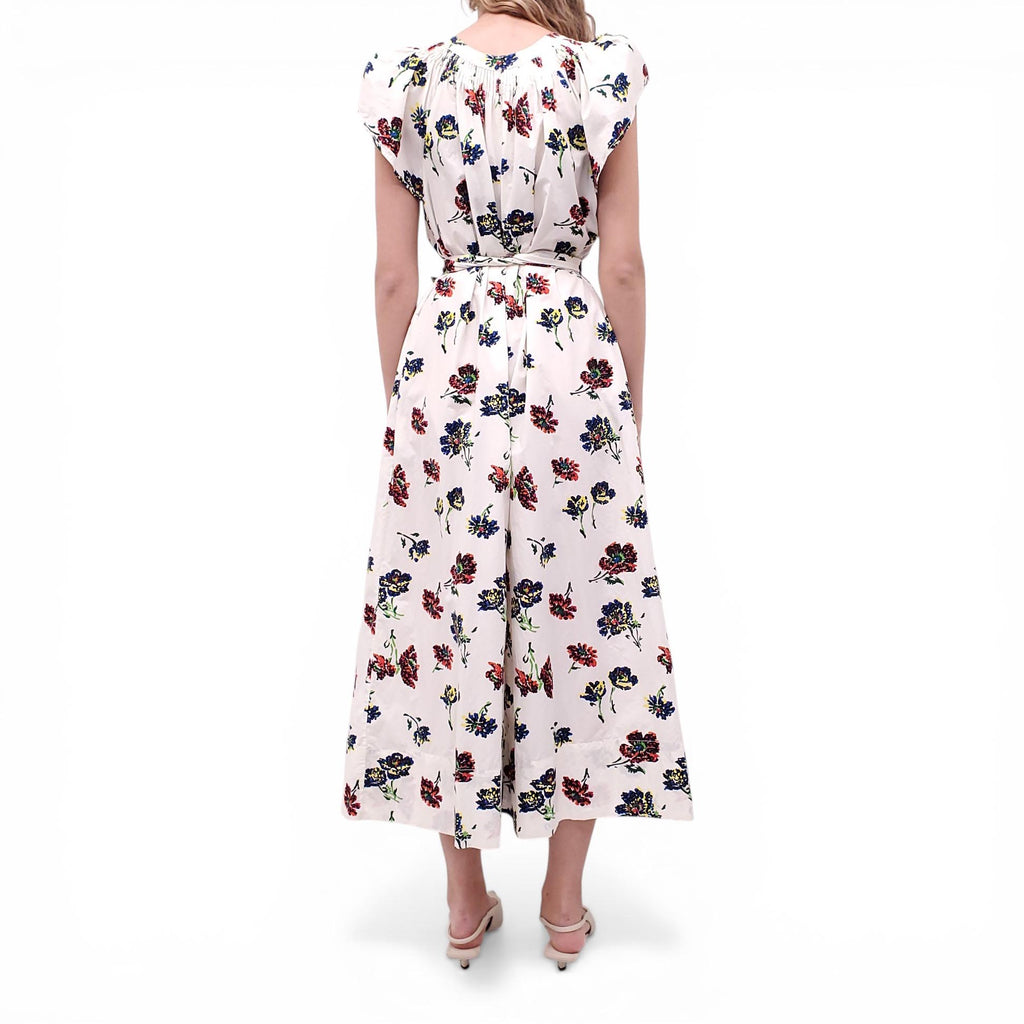 ULLA JOHNSON CREAM JUMPSUIT WITH FLOWER PATTERN - SIZE 2