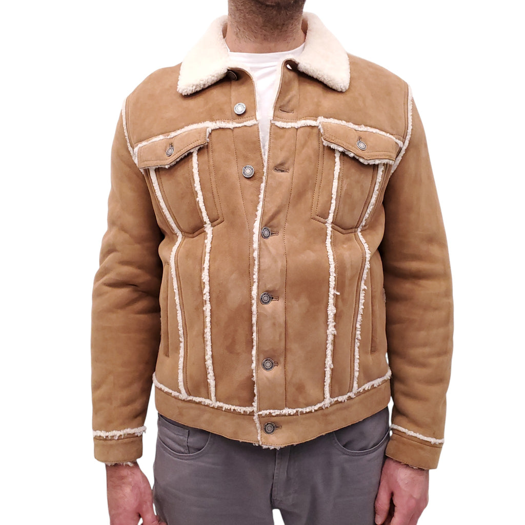 SAINT LAURENT SUEDE AND SHEARLING JACKET - MEN'S SIZE 54